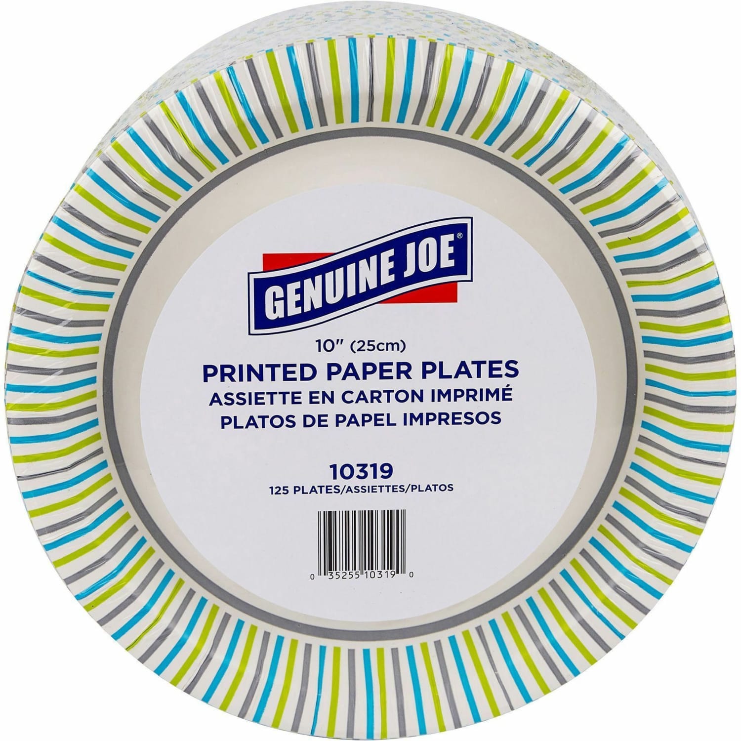 Genuine Joe 10in Printed Paper Plates - Disposable - 10in Diameter - Multi - 125 / Pack - Image 3
