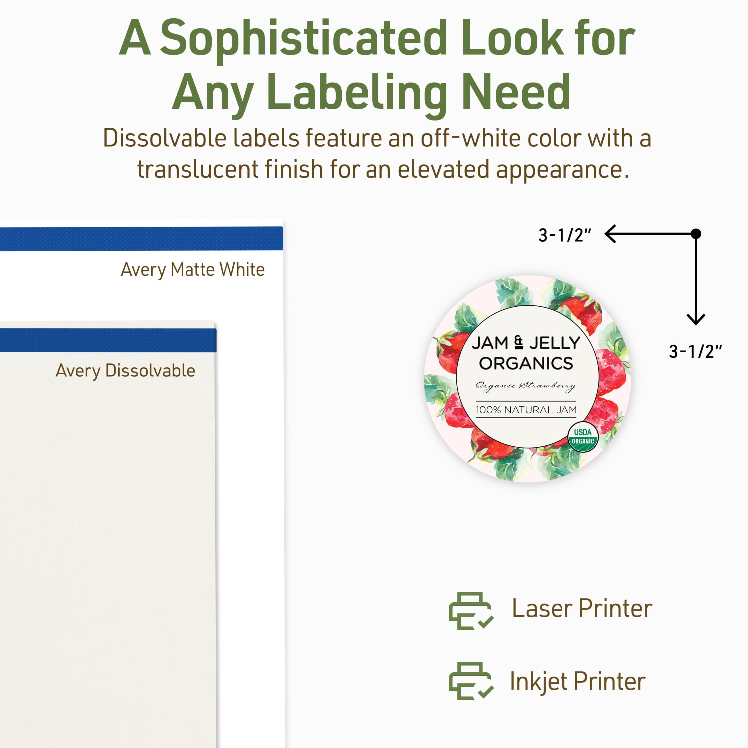 Avery Print-to-the-Edge Dissolvable Labels With Sure Feed Technology, 94514-DWMP25, Round, 3-1/2in, Matte Off-White, Pack Of 100 - Image 5