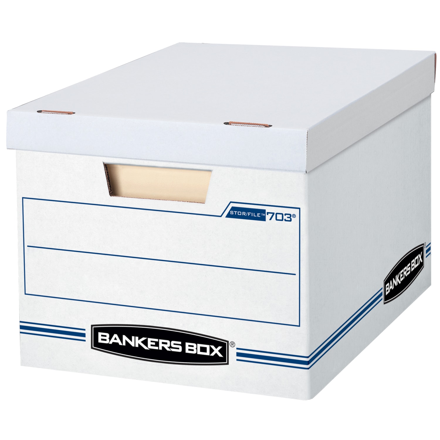 Bankers Box Stor/File Standard-Duty Storage Boxes, Letter/Legal Size, 15in x 12in x 10in, White/Blue, Case Of 12 - 00703 - Image 3