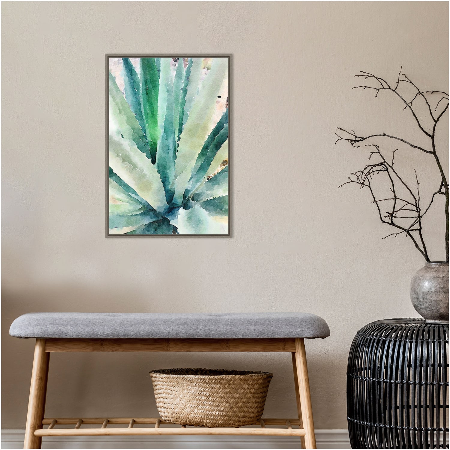 Amanti Art Rustic Succulent II by Irena Orlov Framed Canvas Wall Art Print, 16in x 23in, Graywash - Image 4