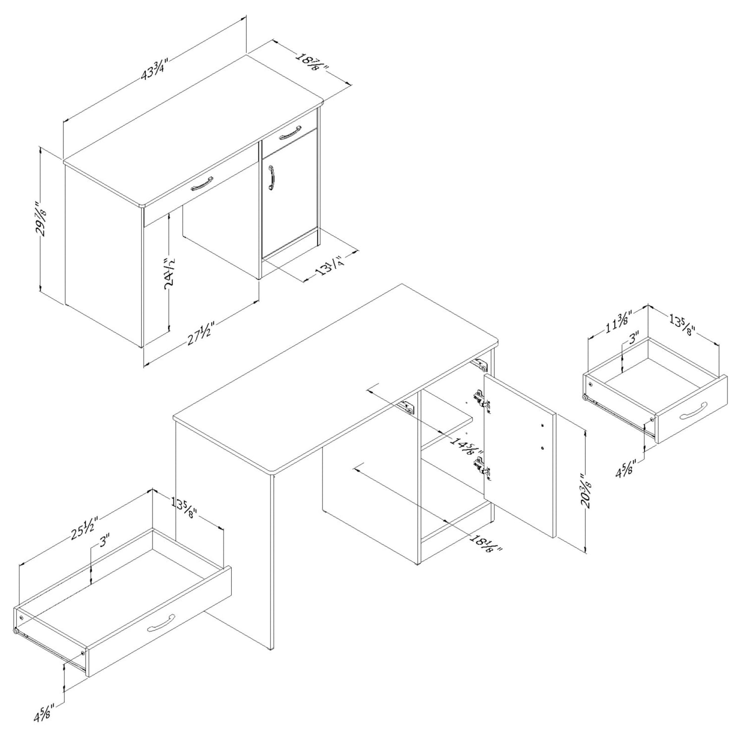 South Shore Axess 43-3/4in Computer Desk, Pure Black - Image 4