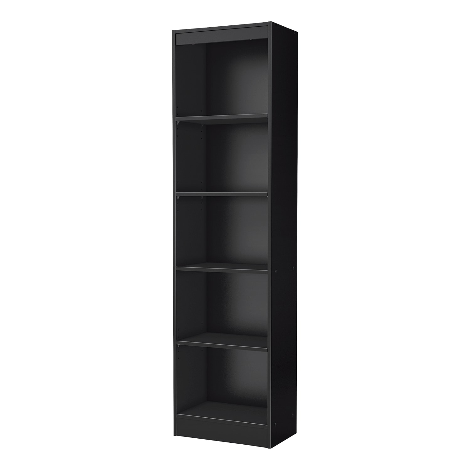 South Shore Axess 69inH 5-Shelf Narrow Bookcase, Pure Black