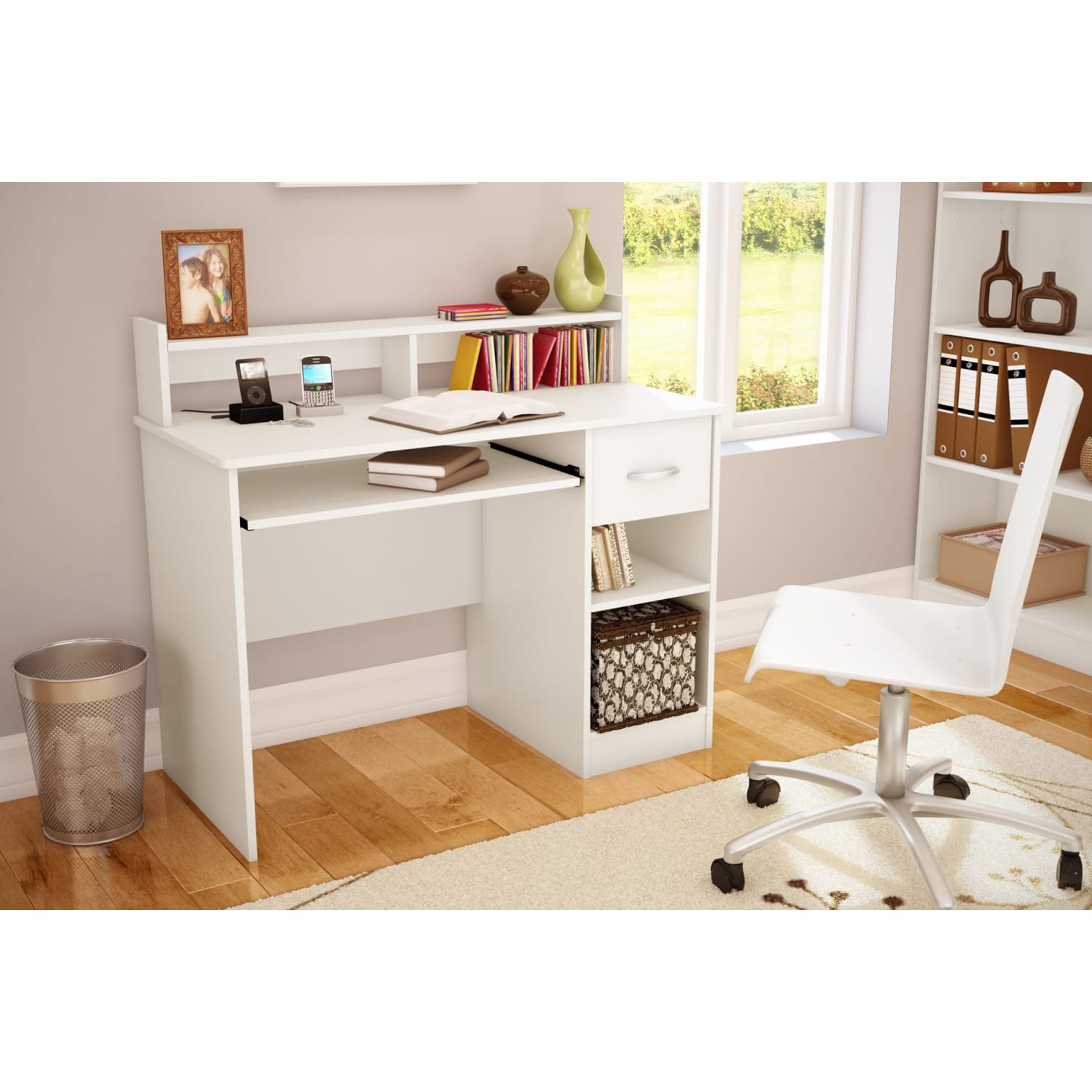 South Shore Axess 41inW Computer Desk With Keyboard Tray, Pure White - Image 3