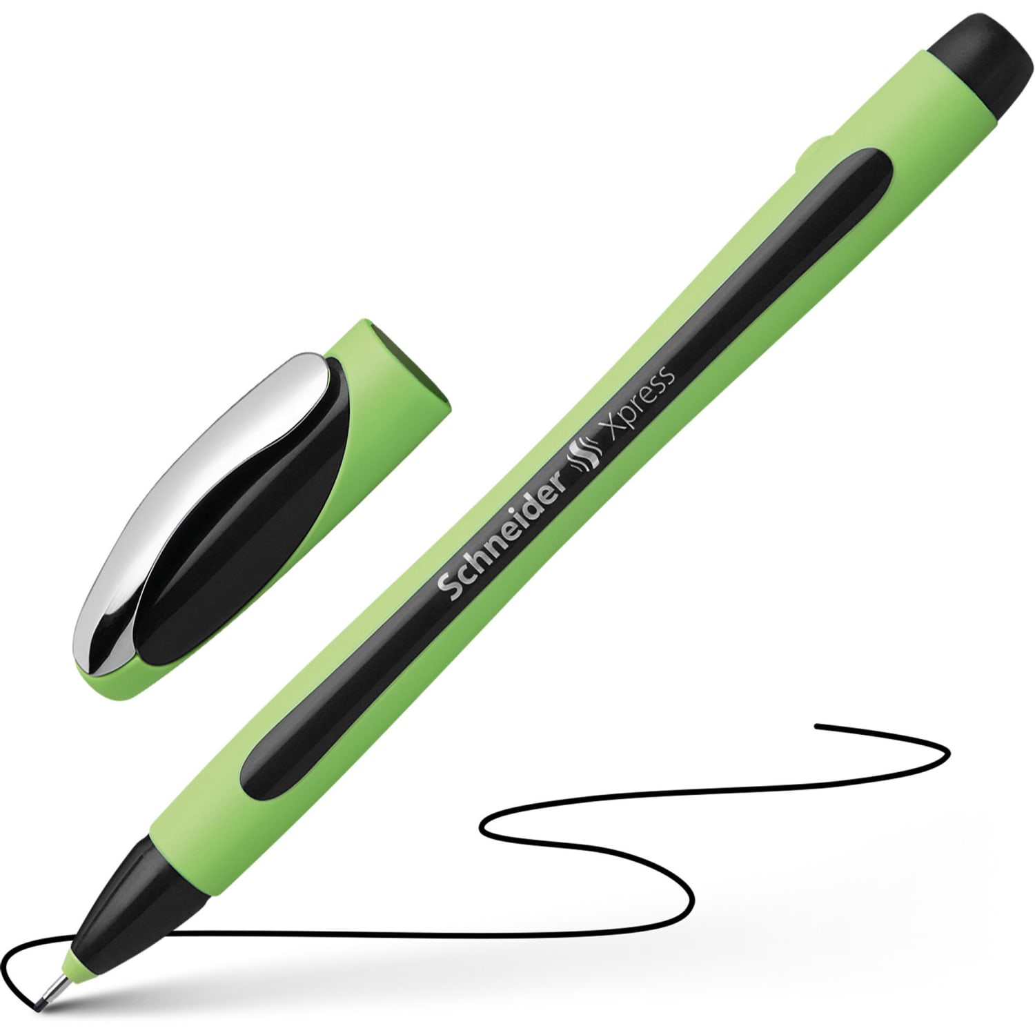 Rediform Schneider Xpress Premium Fineliner Pens, Fine Point, 0.8 mm, Black/Green Barrel, Black Ink, Pack Of 10 Pens - Image 4