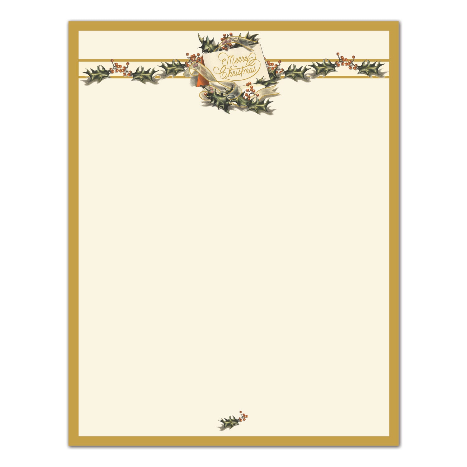 Great Papers! Holiday-Themed Letterhead Paper, 8 1/2in x 11in, Vintage Christmas Holly, Pack Of 80