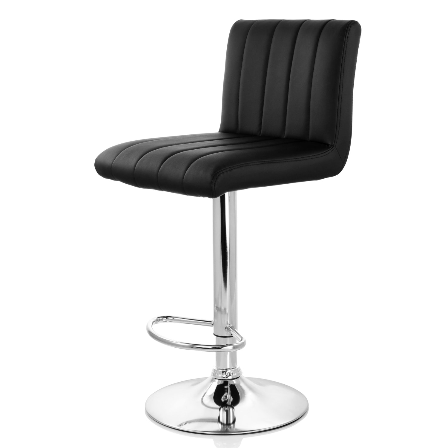 Elama Tufted Faux Leather Adjustable Bar Stools, Black/Chrome, Set Of 2 Stools - Image 3