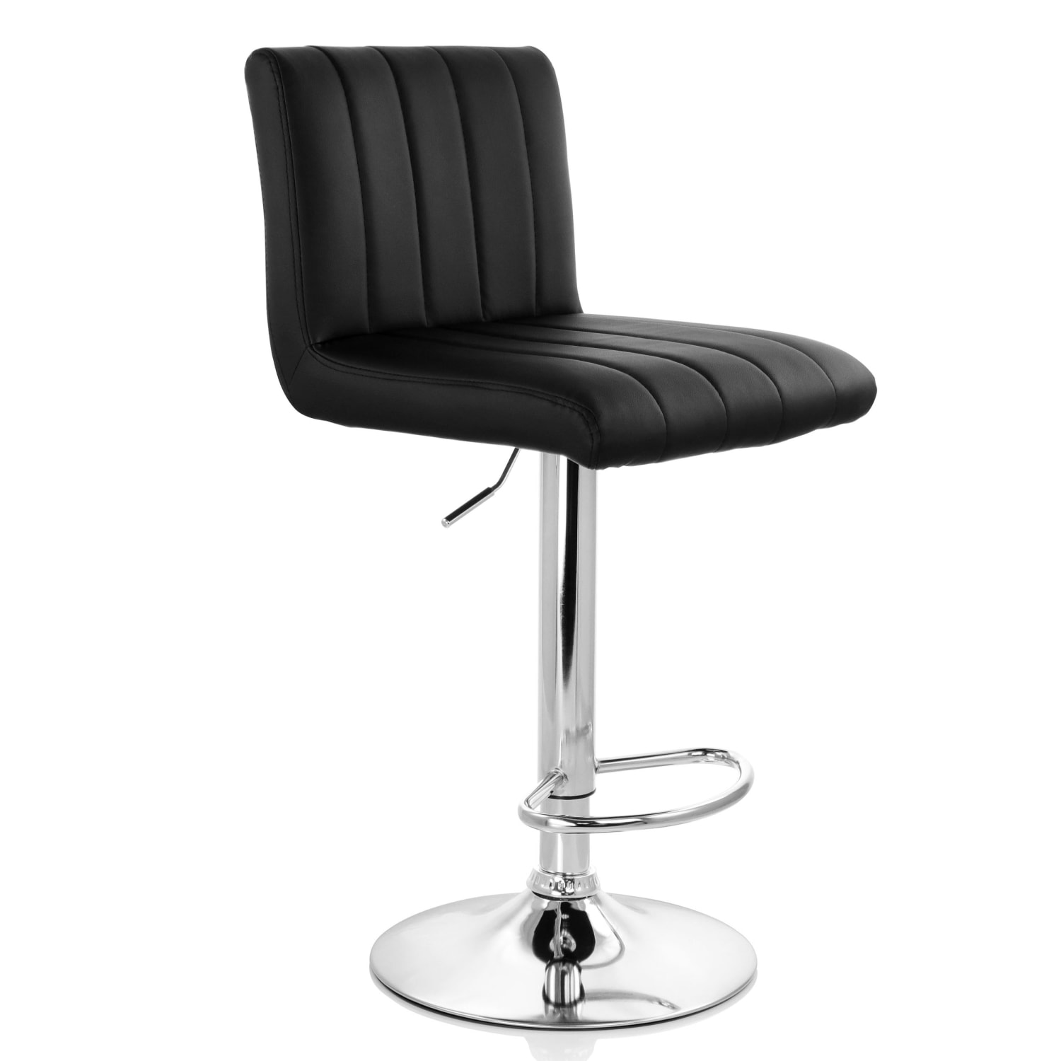 Elama Tufted Faux Leather Adjustable Bar Stools, Black/Chrome, Set Of 2 Stools - Image 4
