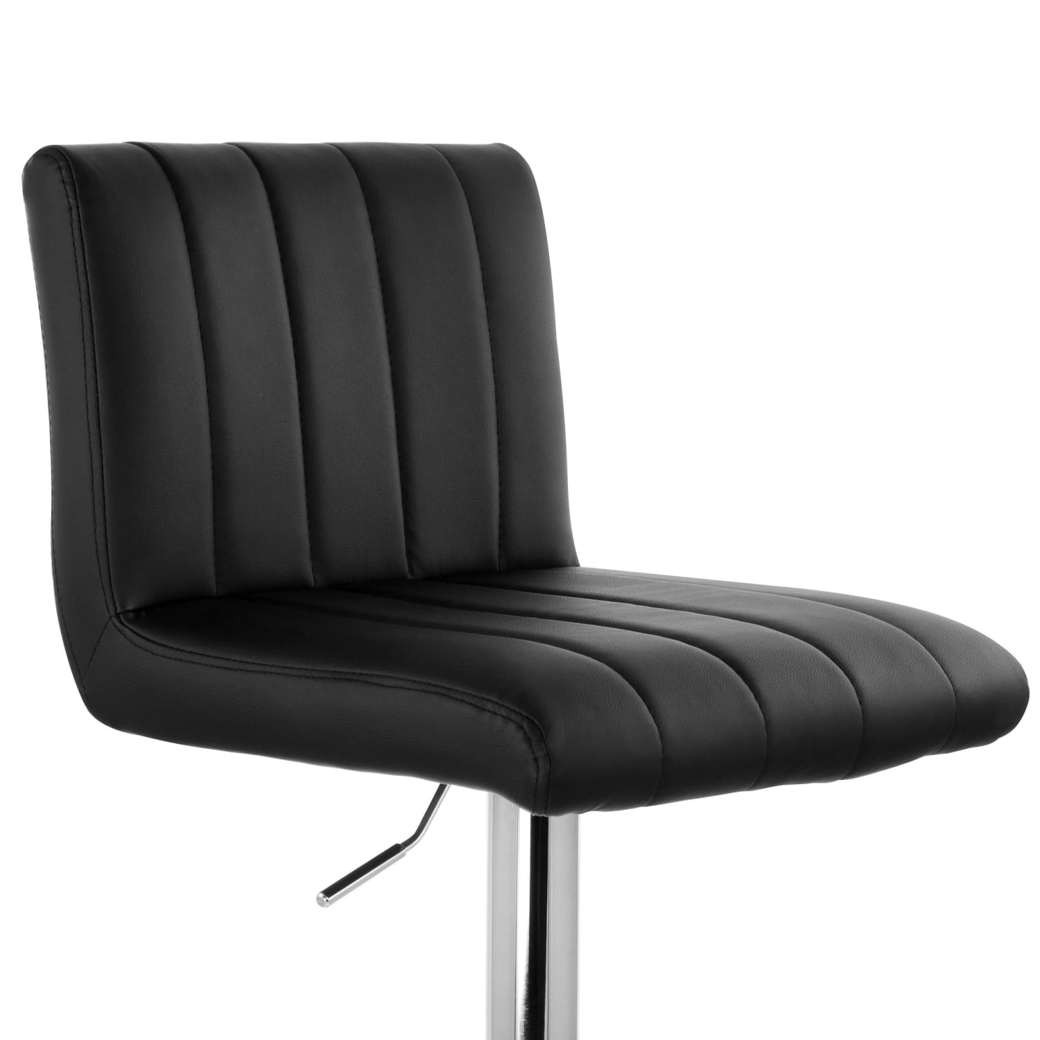 Elama Tufted Faux Leather Adjustable Bar Stools, Black/Chrome, Set Of 2 Stools - Image 6