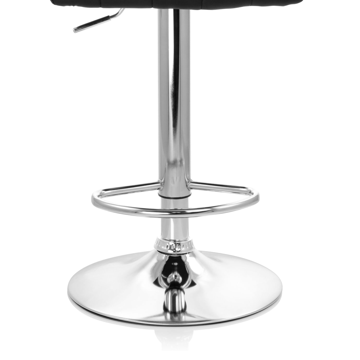 Elama Tufted Faux Leather Adjustable Bar Stools, Black/Chrome, Set Of 2 Stools - Image 9