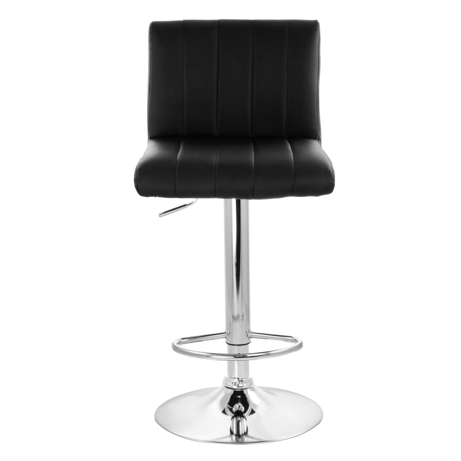 Elama Tufted Faux Leather Adjustable Bar Stools, Black/Chrome, Set Of 2 Stools - Image 12