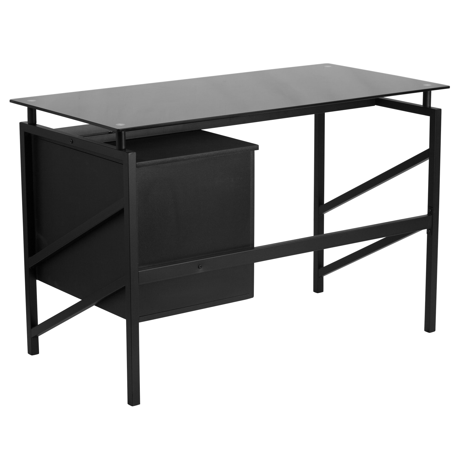 Flash Furniture 46inW Glass Computer Desk With 2- Drawer Pedestal, Black/Clear - Image 6