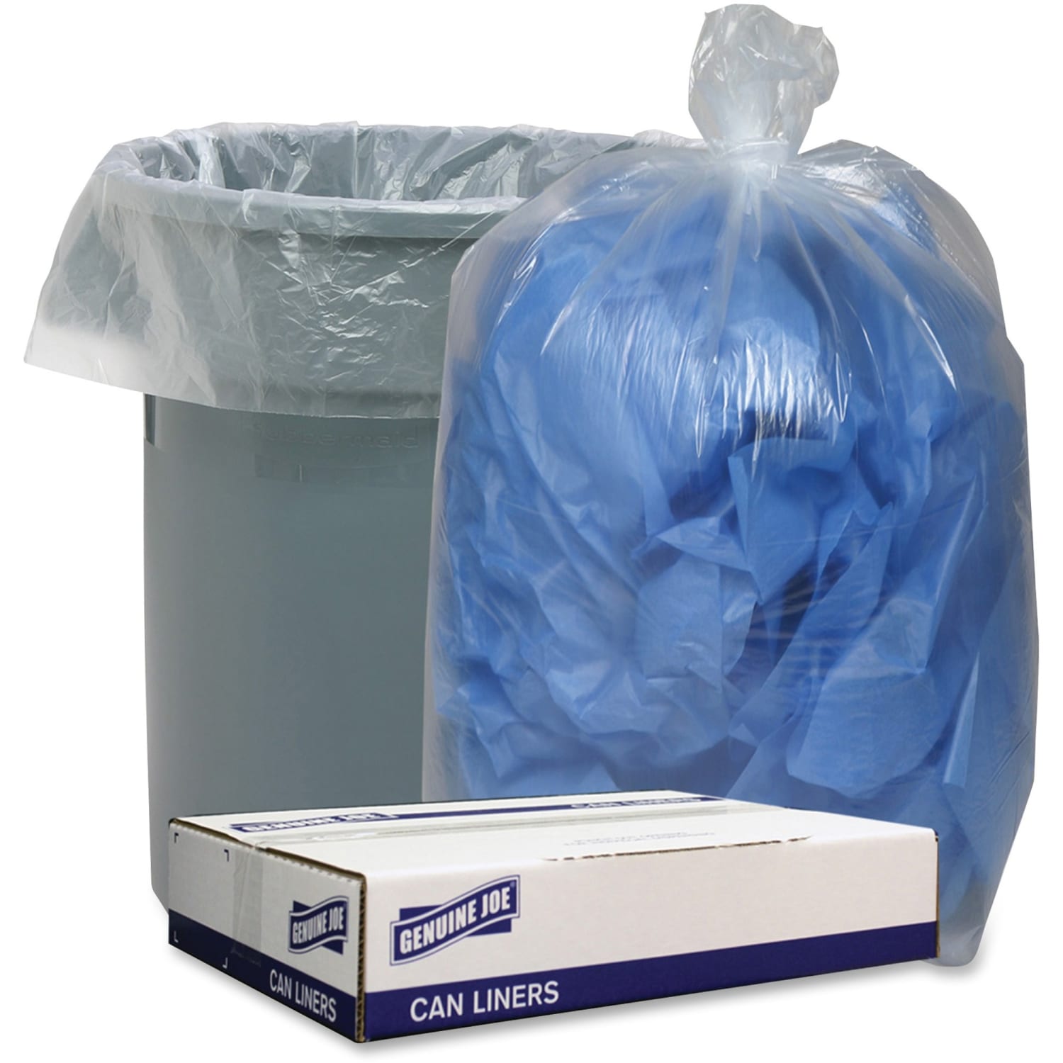 Genuine Joe Clear Low Density Can Liners - 33 gal Capacity - 33inx 39in x 1.10 mil (28 Micron) Thickness - Low Density - Clear - Recycled - 100 / Carton
