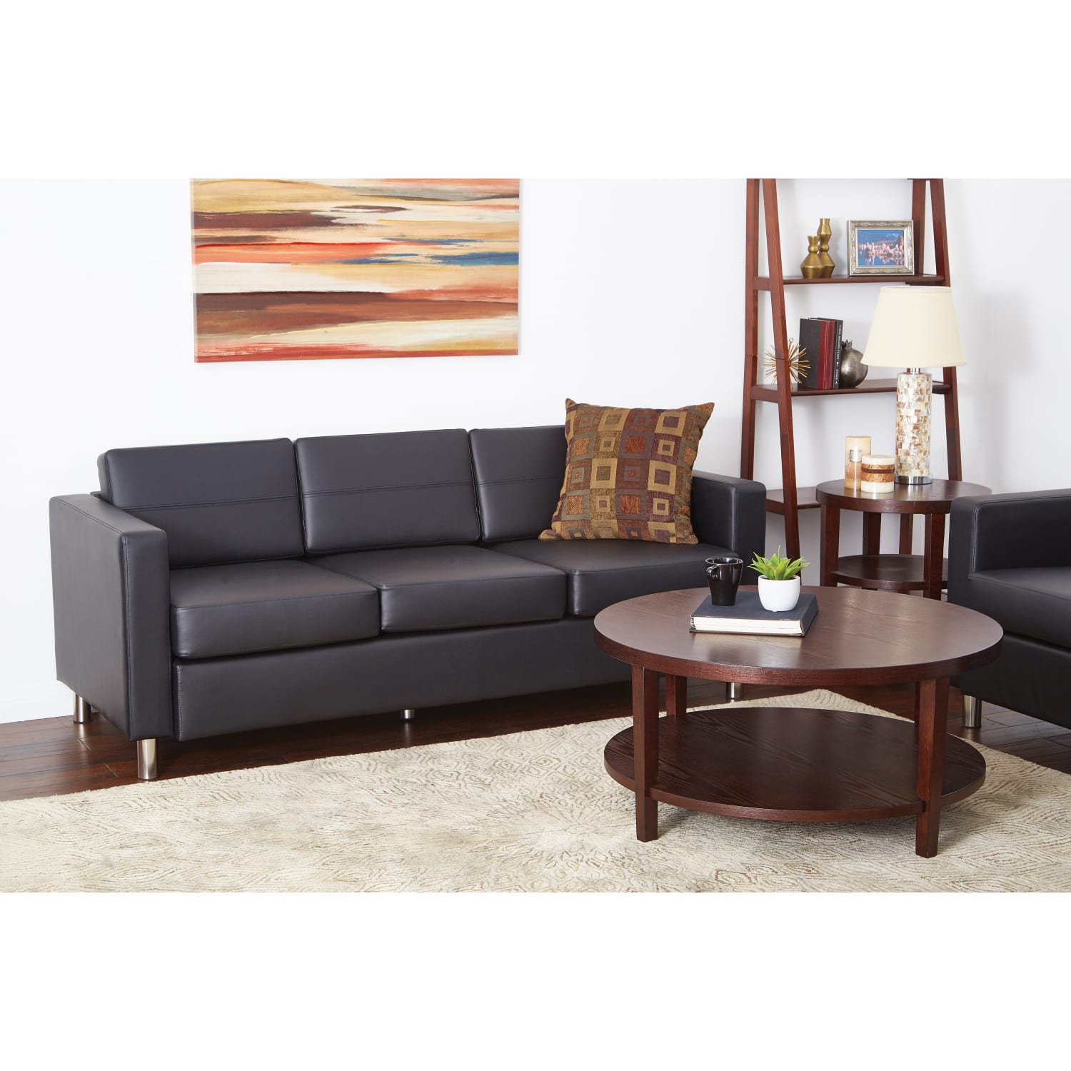 Office Star Avenue Six Pacific Sofa, Black/Silver - Image 5