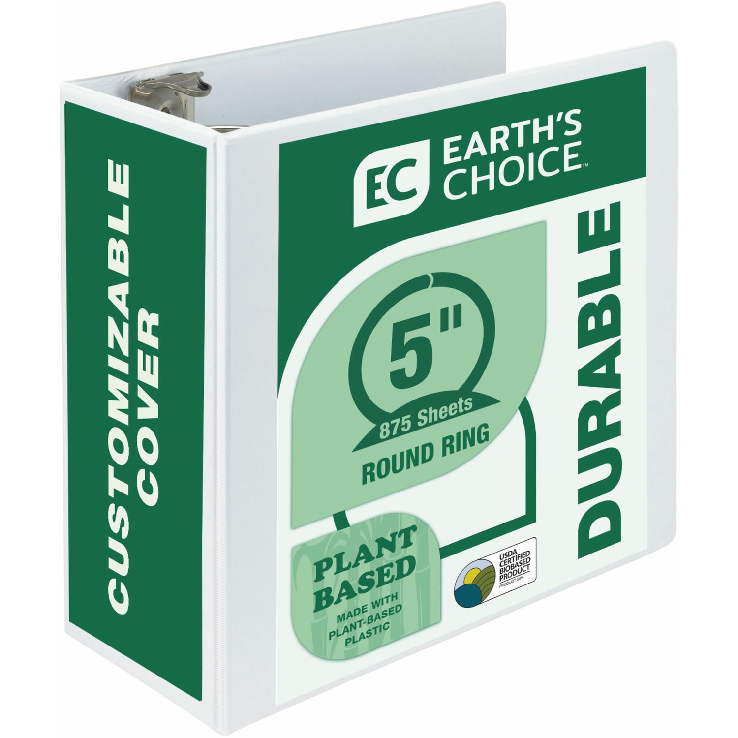 Samsill Earths Choice 189 Insertable View 3-Ring Binder, 5in Round Rings, White - Image 4