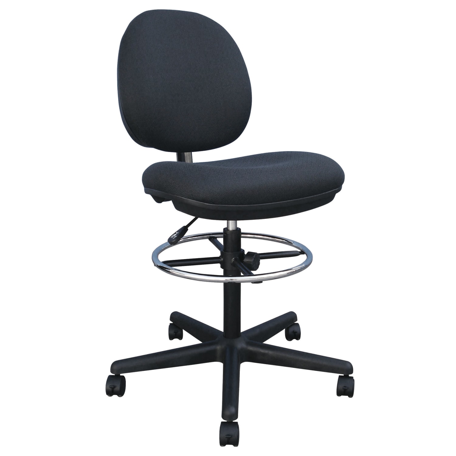Brenton Studio® Cosimo Fabric Mid Back Drafting Stool BlackChrome PopularChairscom