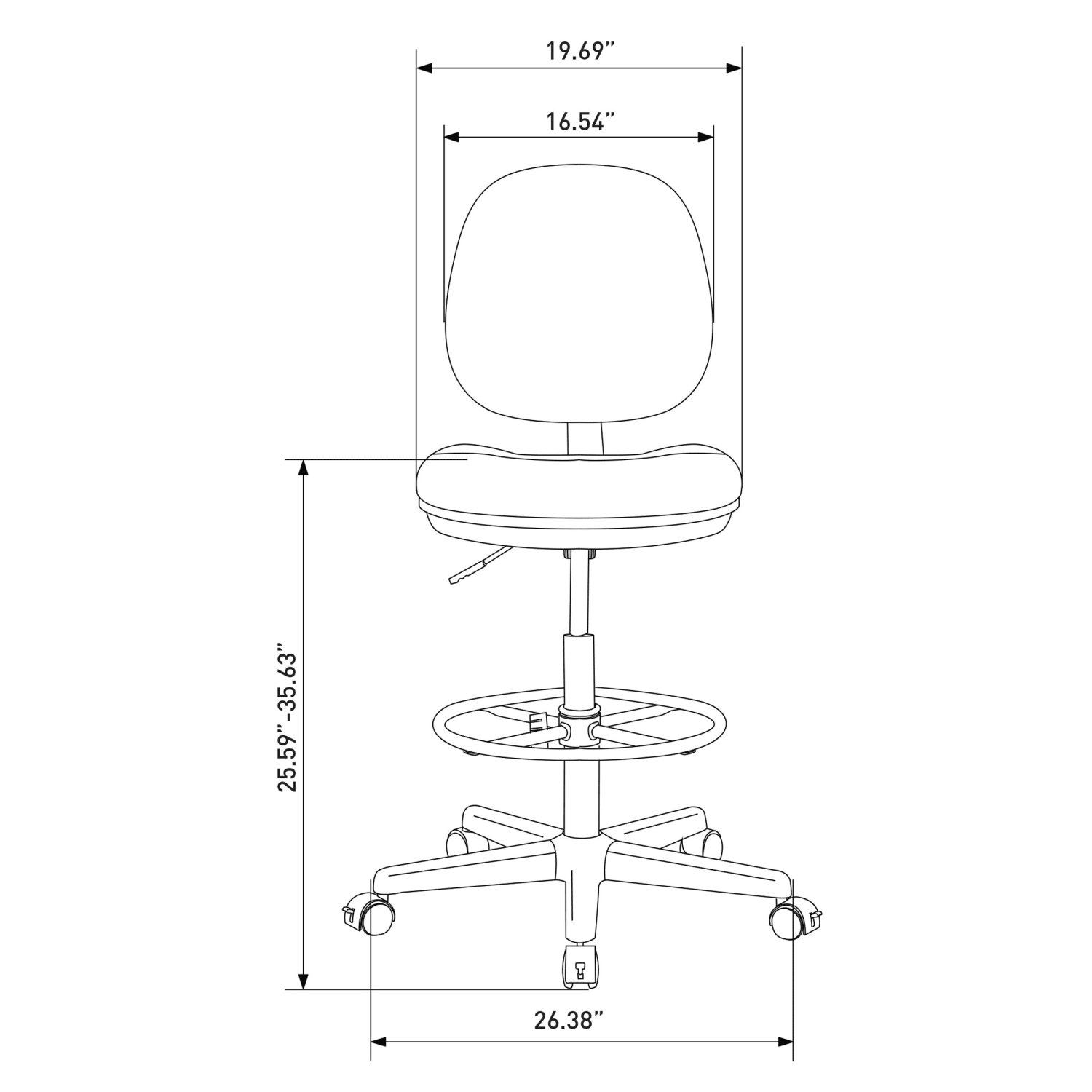 Brenton Studio® Cosimo Fabric Mid-Back Drafting Stool, Black/Chrome - Image 3