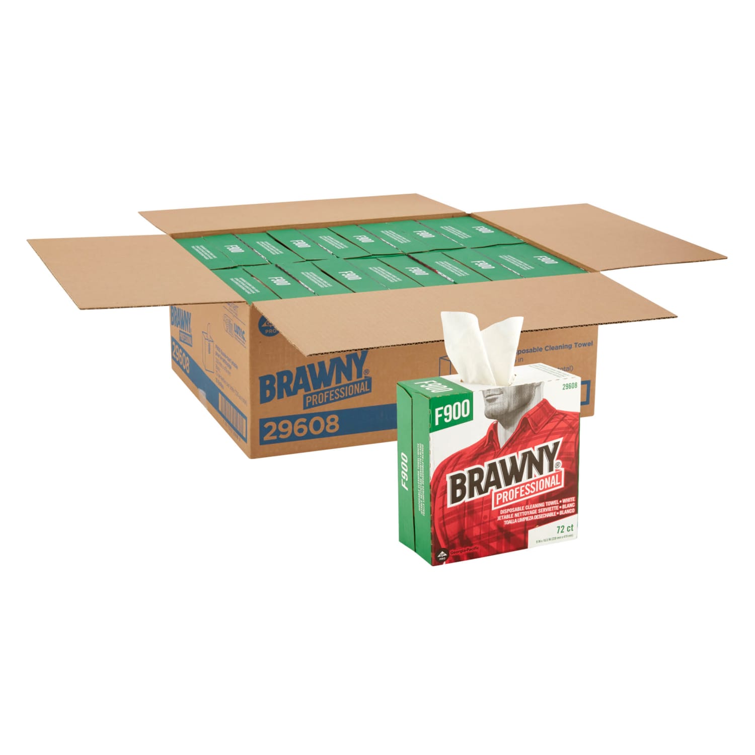 Brawny Professional by GP PRO FLAX 900 Heavy-Duty 1-Ply Wipers, 9in x 16in, White, Box Of 72 - Image 3