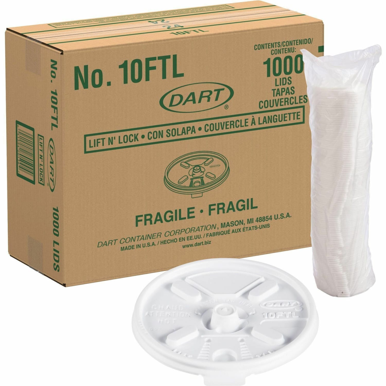 Dart Lift-n-Lock Coffee Cup White Lids - Dome - Plastic - White - 1000 / Carton - Image 3
