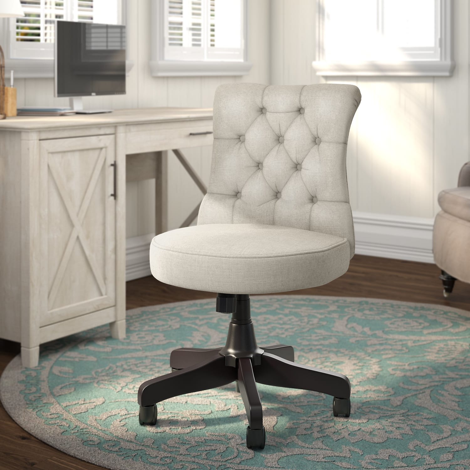 Bush Business Furniture Arden Lane Mid-Back Tufted Office Chair, Cream, Standard Delivery - Image 3