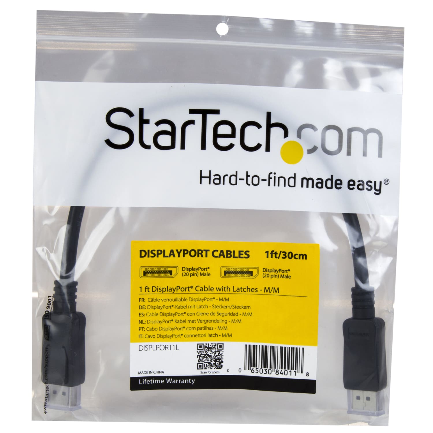 StarTech.com Short DisplayPort 1.2 Cable With Latches, 1ft - Image 4