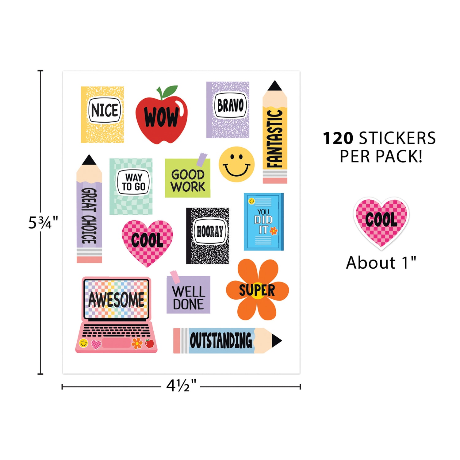 Teacher Created Resources Cool for School Stickers, 90 Per Pack, 12 Packs - Image 4