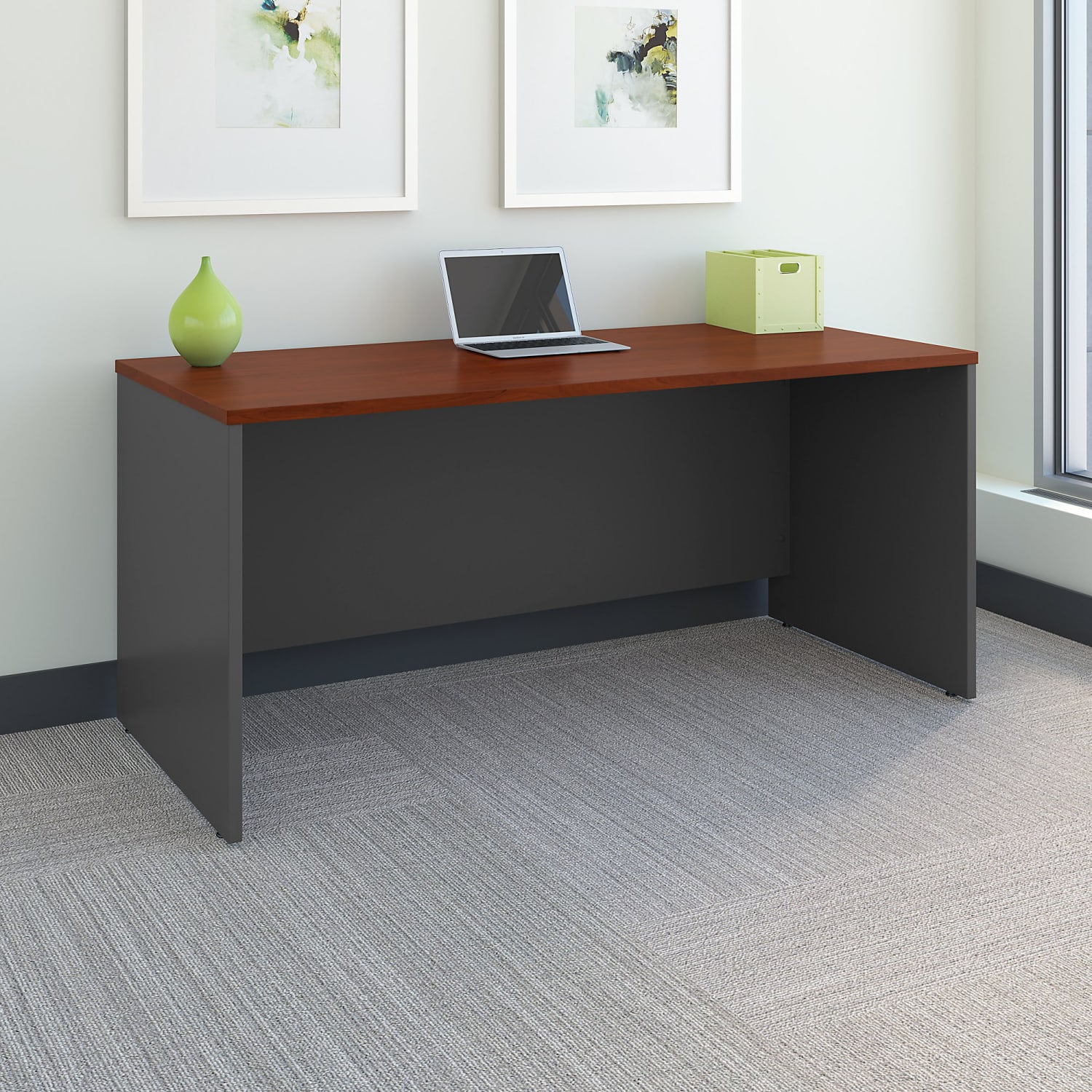 Bush Business Furniture Components Office Desk 66inW x 30inD, Hansen Cherry/Graphite Gray, Standard Delivery - Image 3