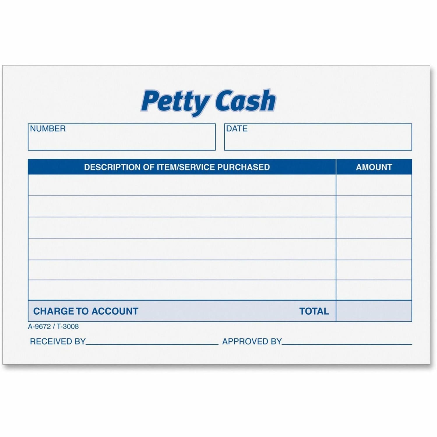 Tops Received of Petty Cash Form, 5in x 3-1/2in - Image 3