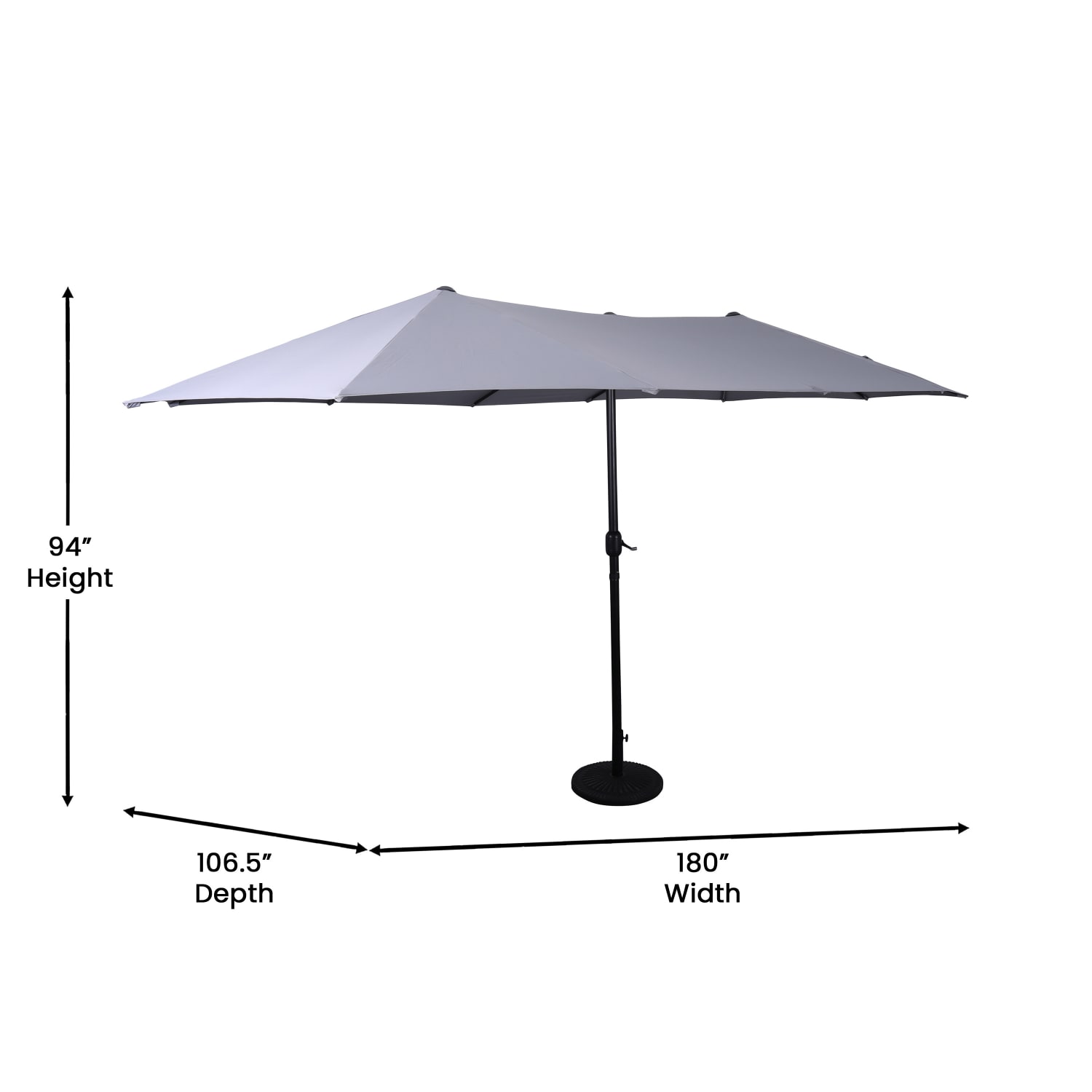 Flash Furniture Elizabeth Commercial Grade 15 FT Triple Head Patio Umbrella with Crank and Easy Lift Functionality, Gray - Image 6