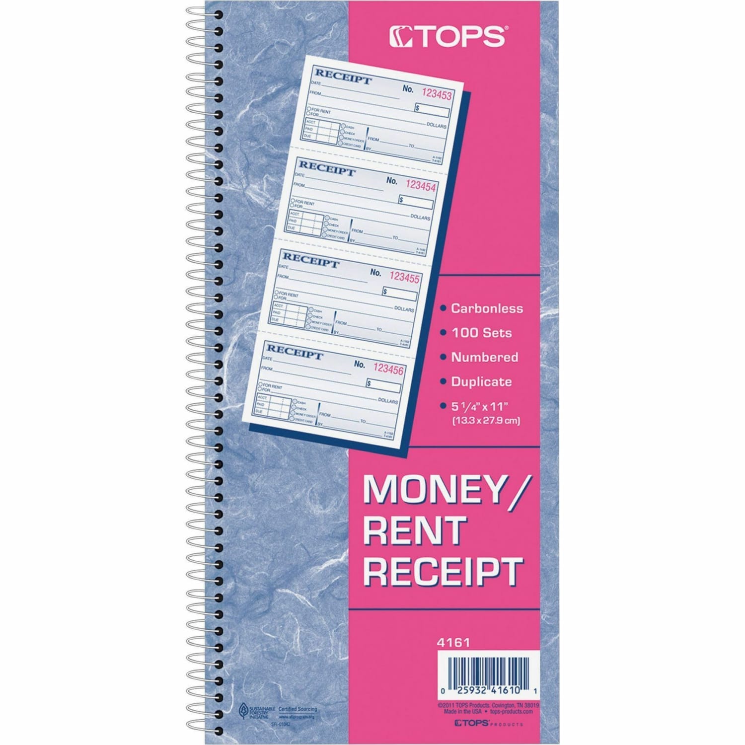 TOPS Money/Rent Receipt Book, 2-Part, Carbonless, 11in x 5 1/4in, White/Canary - Image 3