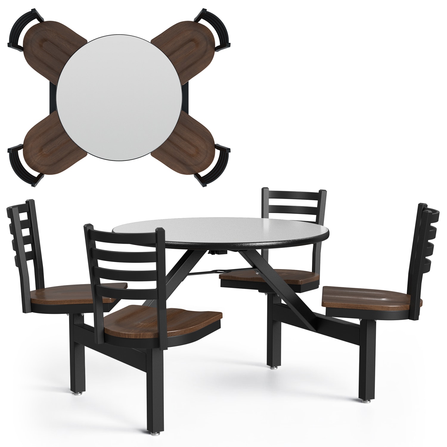 Palmer Hamilton Covey Indoor Cluster Table With 4 Seats, 29in x 54in, Gray Glace/Walnut - Image 3