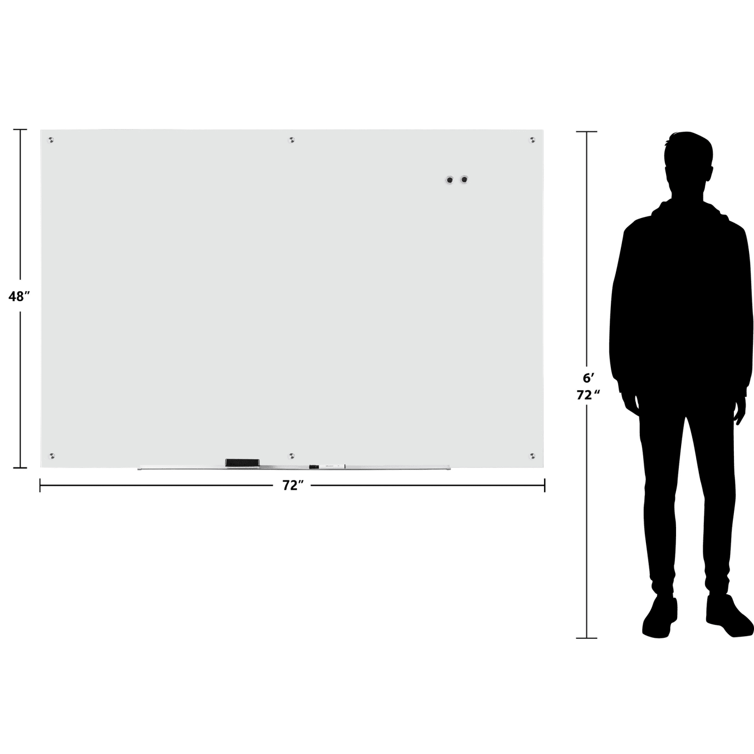 WorkPro Magnetic Glass Unframed Dry-Erase Whiteboard, 72in x 48in, White - Image 3