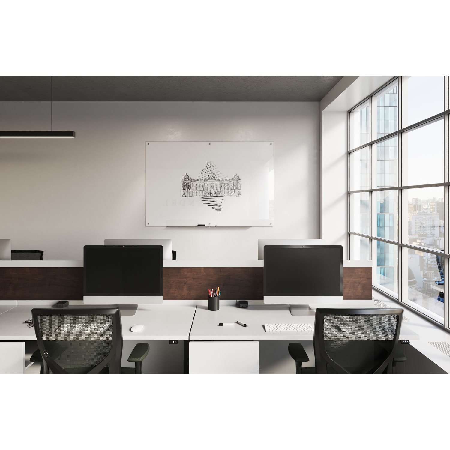 WorkPro Magnetic Glass Unframed Dry-Erase Whiteboard, 72in x 48in, White - Image 6