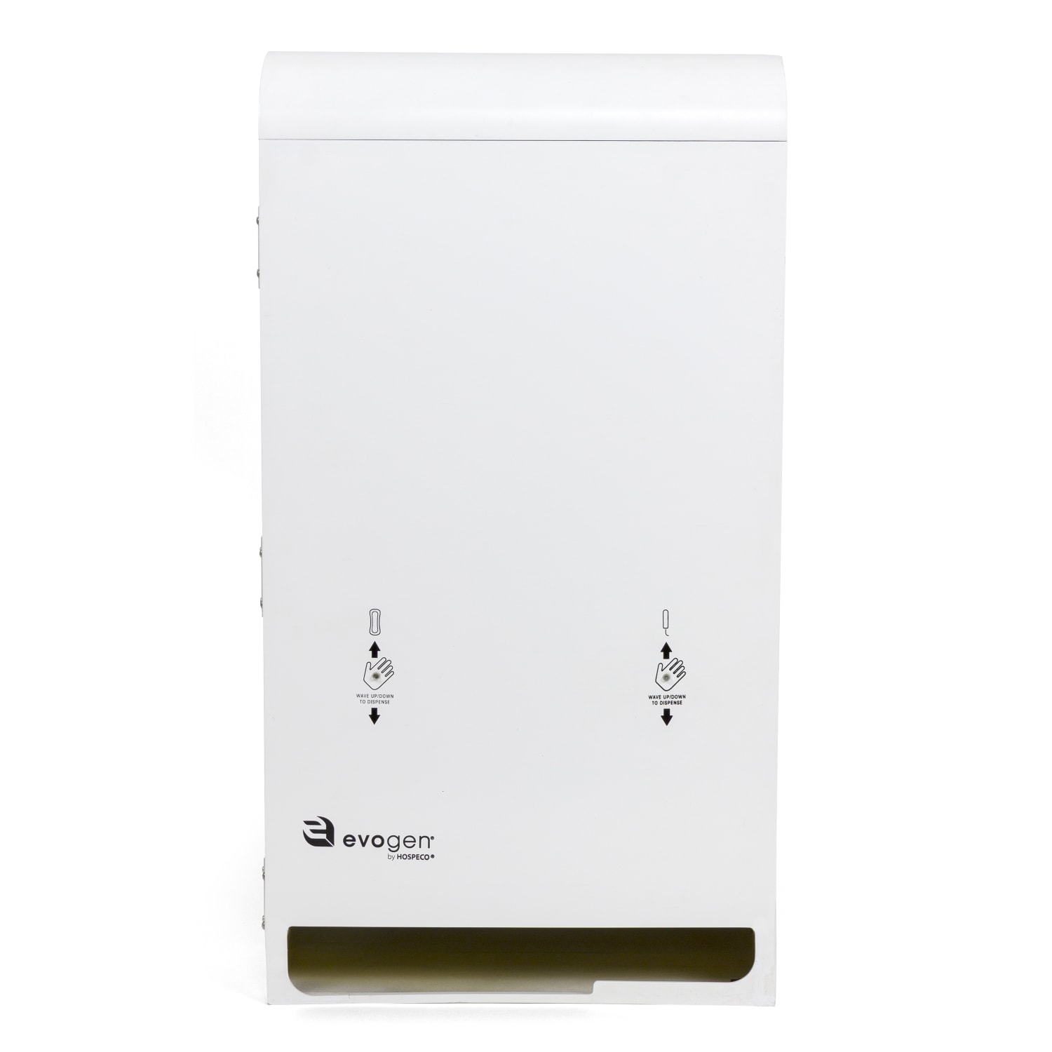 Hospeco EvoGen EVNT3 No-Touch Metal Dual Pad/Tampon  Dispenser, 29in x 8-1/4in, Stainless Steel