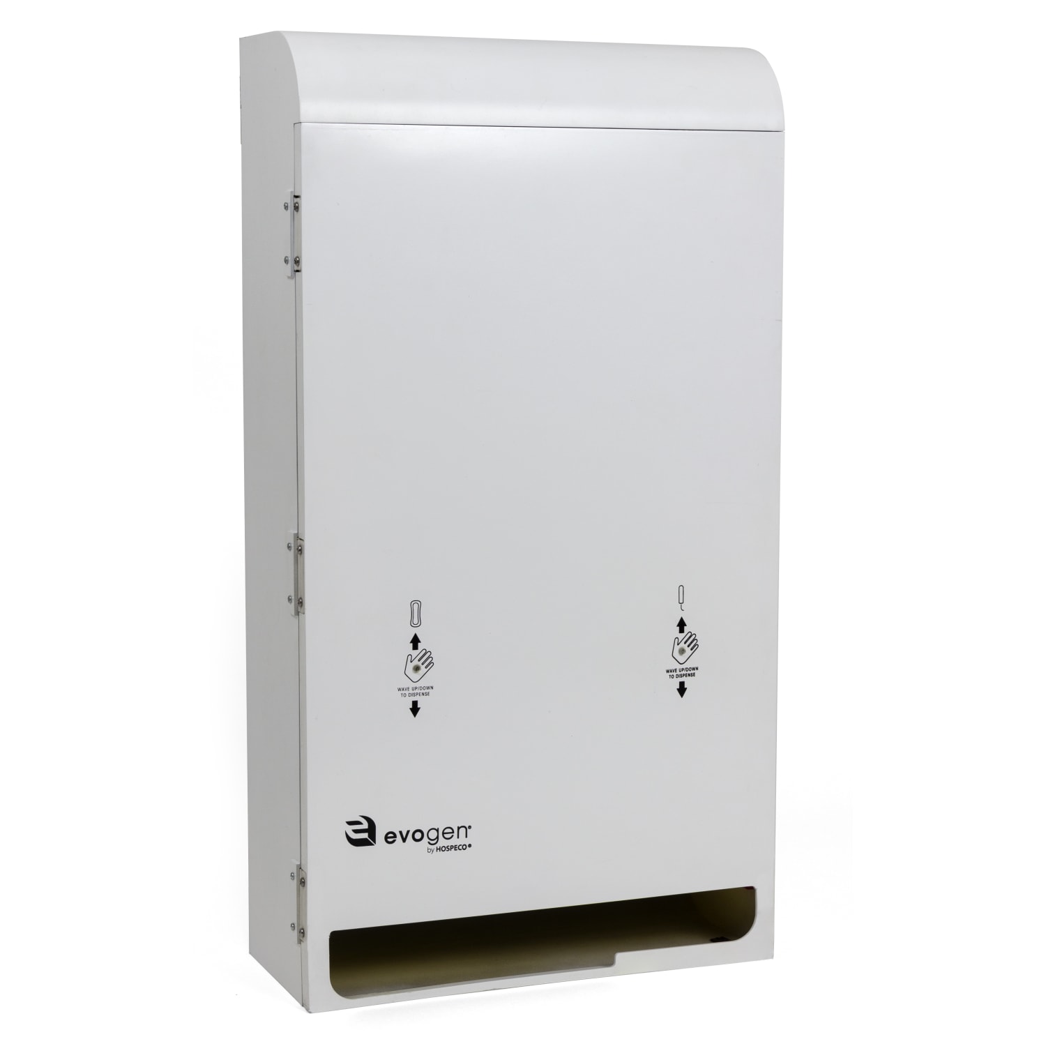 Hospeco EvoGen EVNT3 No-Touch Metal Dual Pad/Tampon  Dispenser, 29in x 8-1/4in, Stainless Steel - Image 4