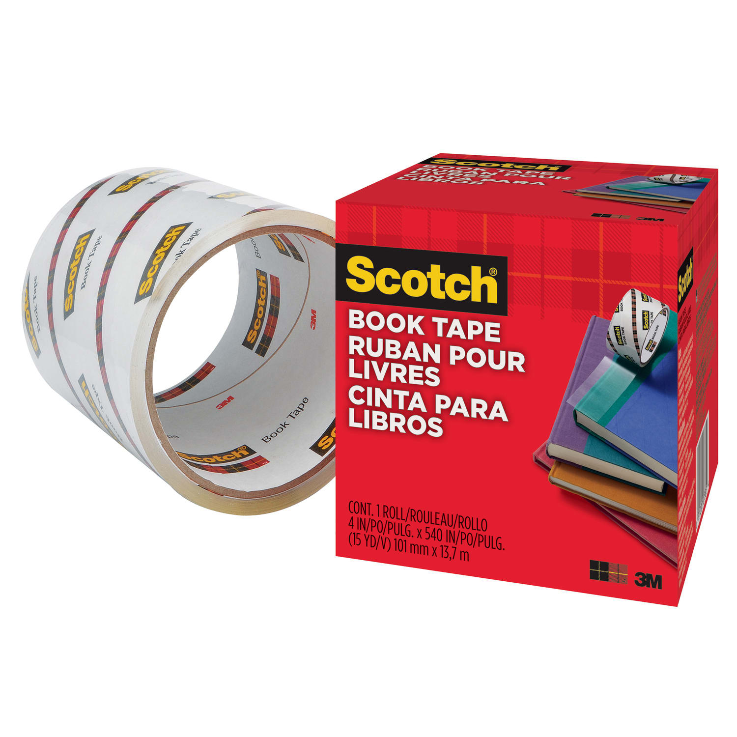 Scotch Book Tape - 15 yd Length x 4in Width - 3in Core - Clear - Acrylic - Crack Resistant - For Repairing, Reinforcing, Protecting, Covering - 1 Roll - Image 3