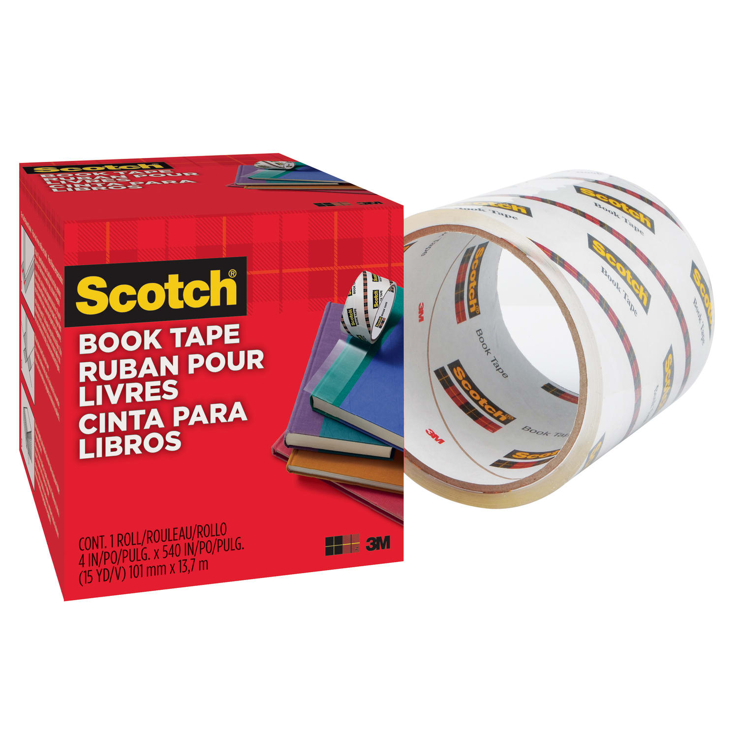 Scotch Book Tape - 15 yd Length x 4in Width - 3in Core - Clear - Acrylic - Crack Resistant - For Repairing, Reinforcing, Protecting, Covering - 1 Roll - Image 4