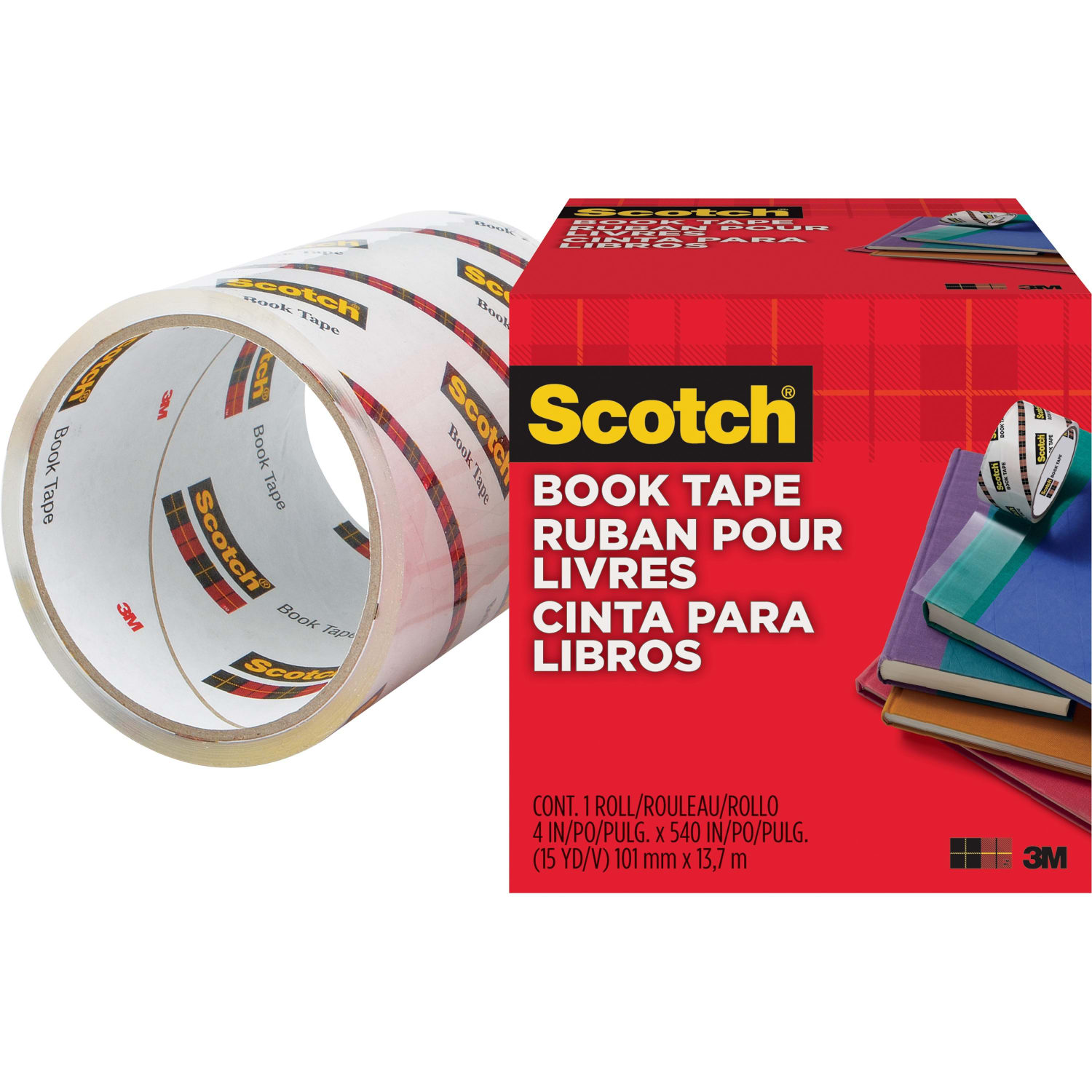Scotch Book Tape - 15 yd Length x 4in Width - 3in Core - Clear - Acrylic - Crack Resistant - For Repairing, Reinforcing, Protecting, Covering - 1 Roll - Image 5