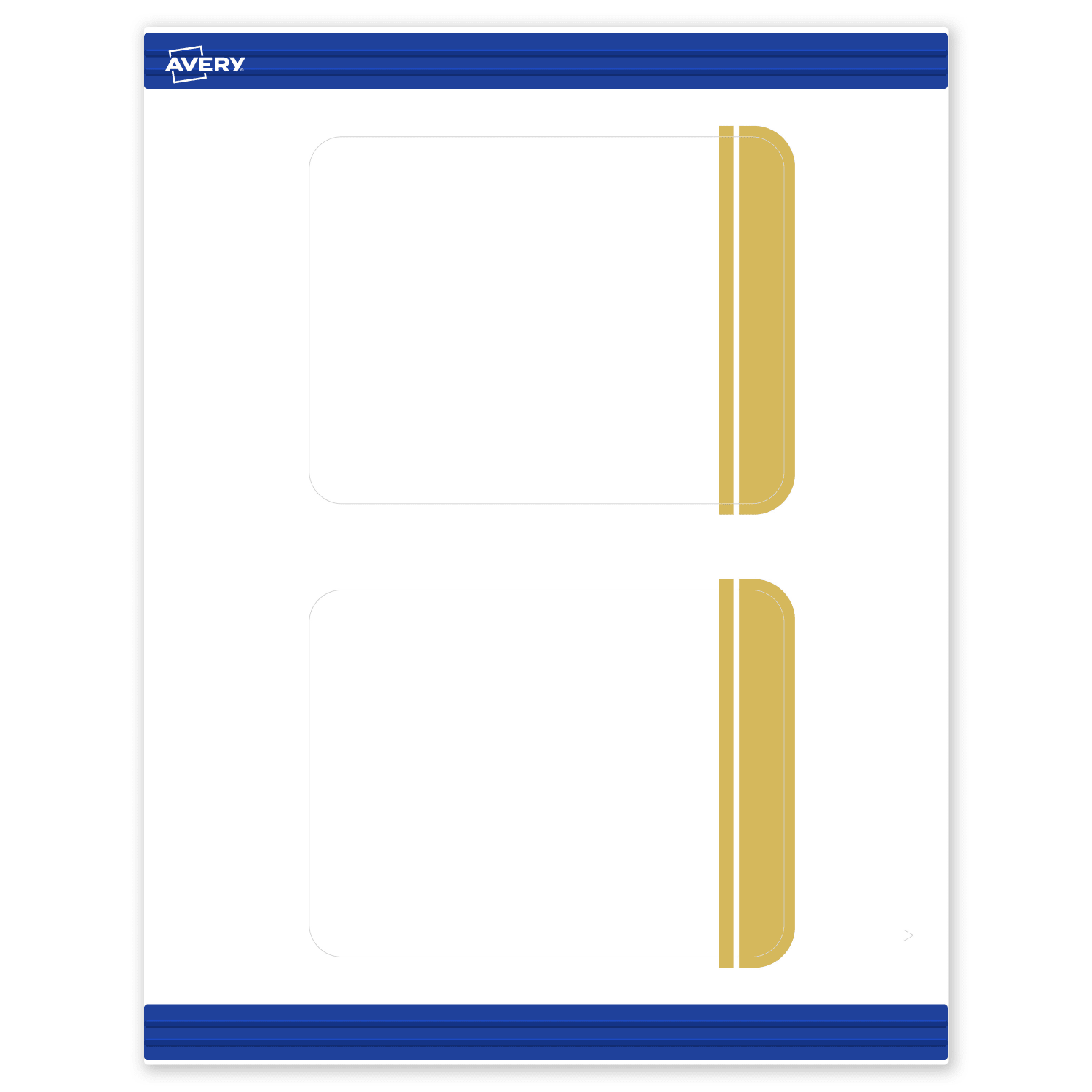 Avery Printable Postcards With Sure Feed Technology, 4.25in x 5-1/2in, Matte White With Preprinted Gold Double-Dipped Edge, Pack Of 20