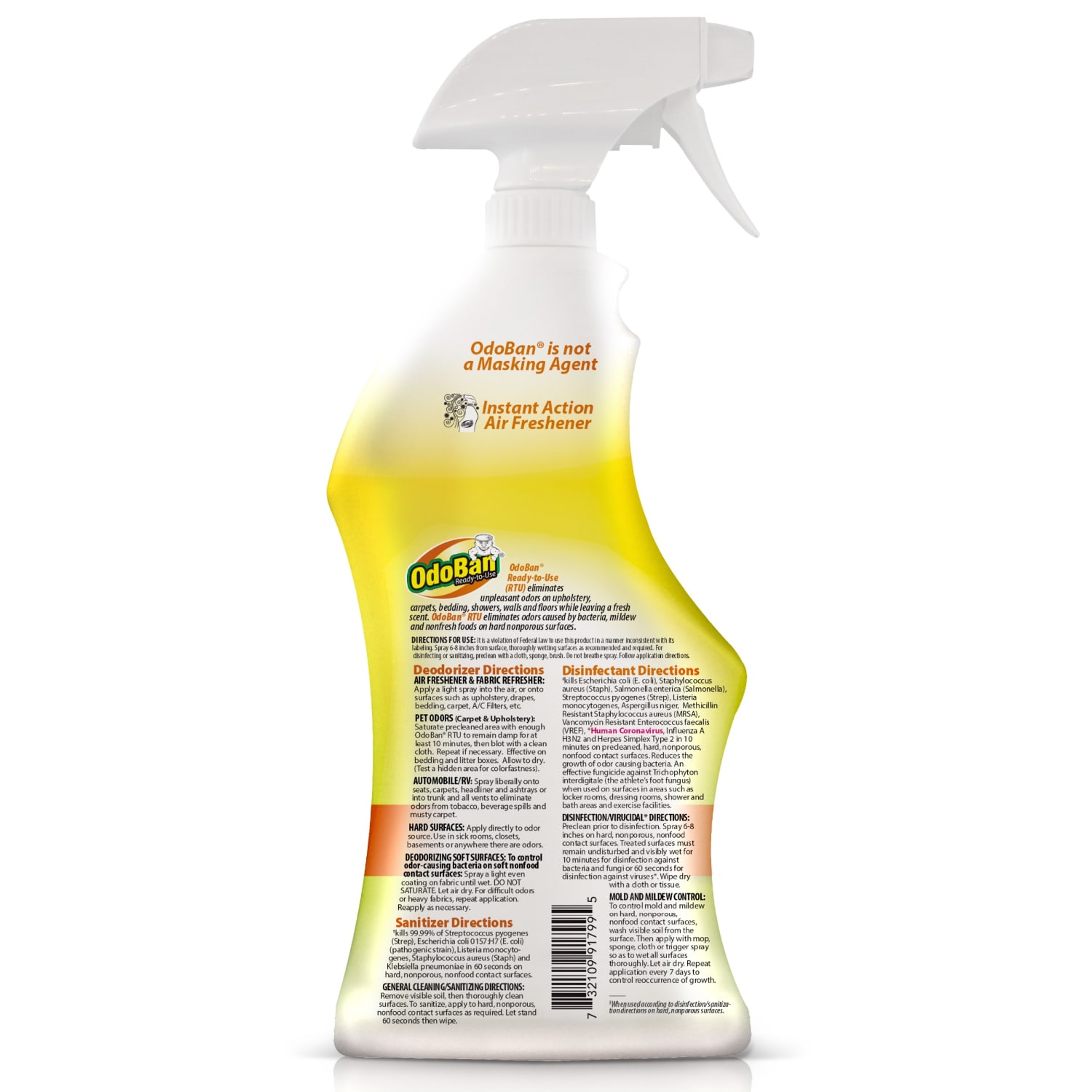 OdoBan Ready-To-Use Disinfectant And Odor Eliminator, 32 Oz Spray/1 Gallon Concentrate, Citrus Scent - Image 3
