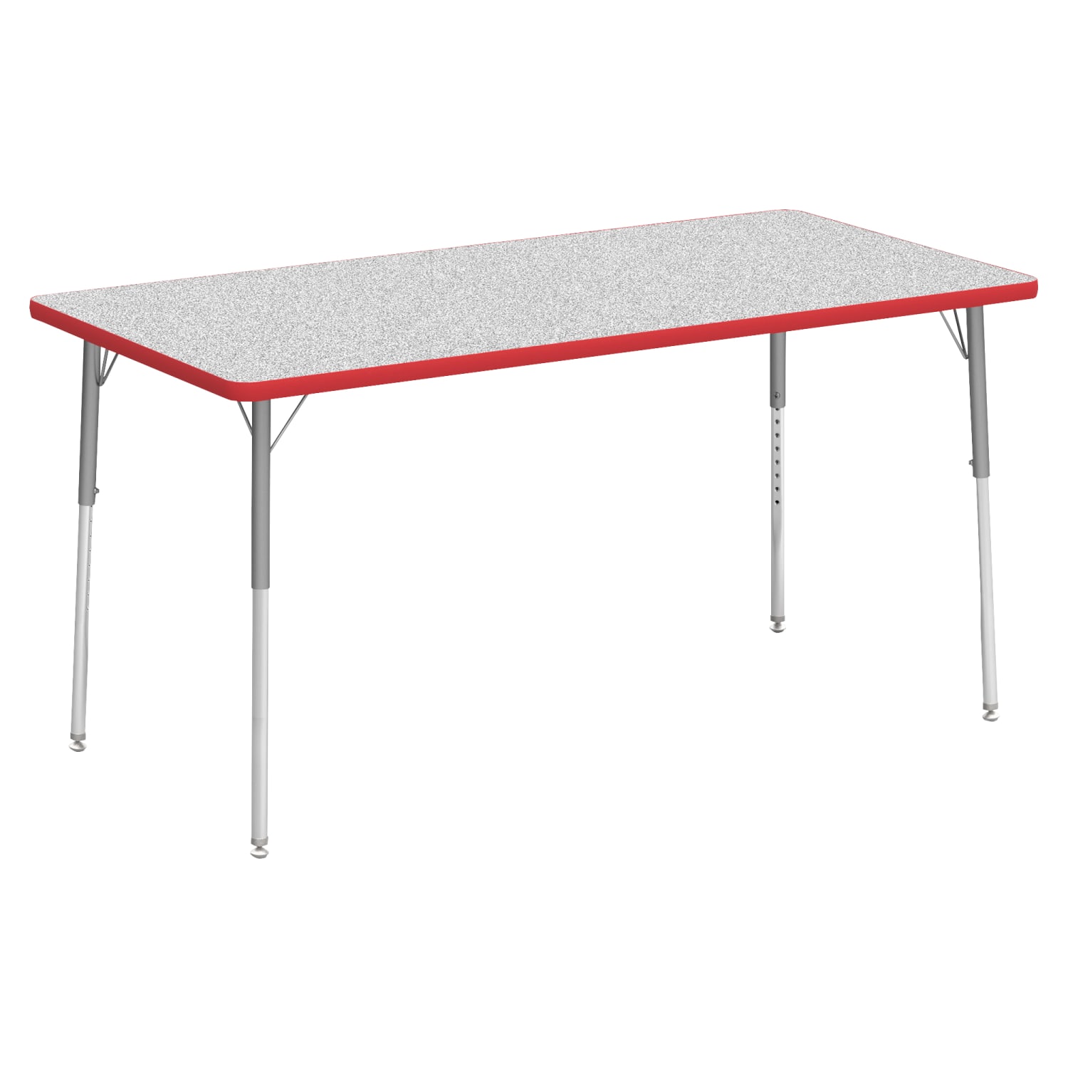 Lorell Classroom Rectangular Activity Table Top, 60inW x 30inD, Gray Nebula/Red - Image 3