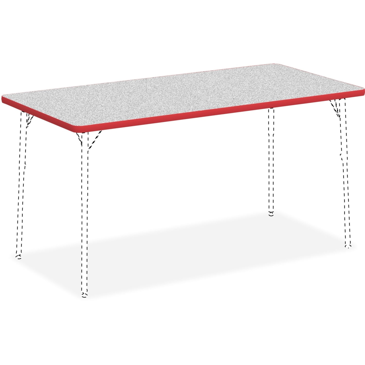 Lorell Classroom Rectangular Activity Table Top, 60inW x 30inD, Gray Nebula/Red - Image 4