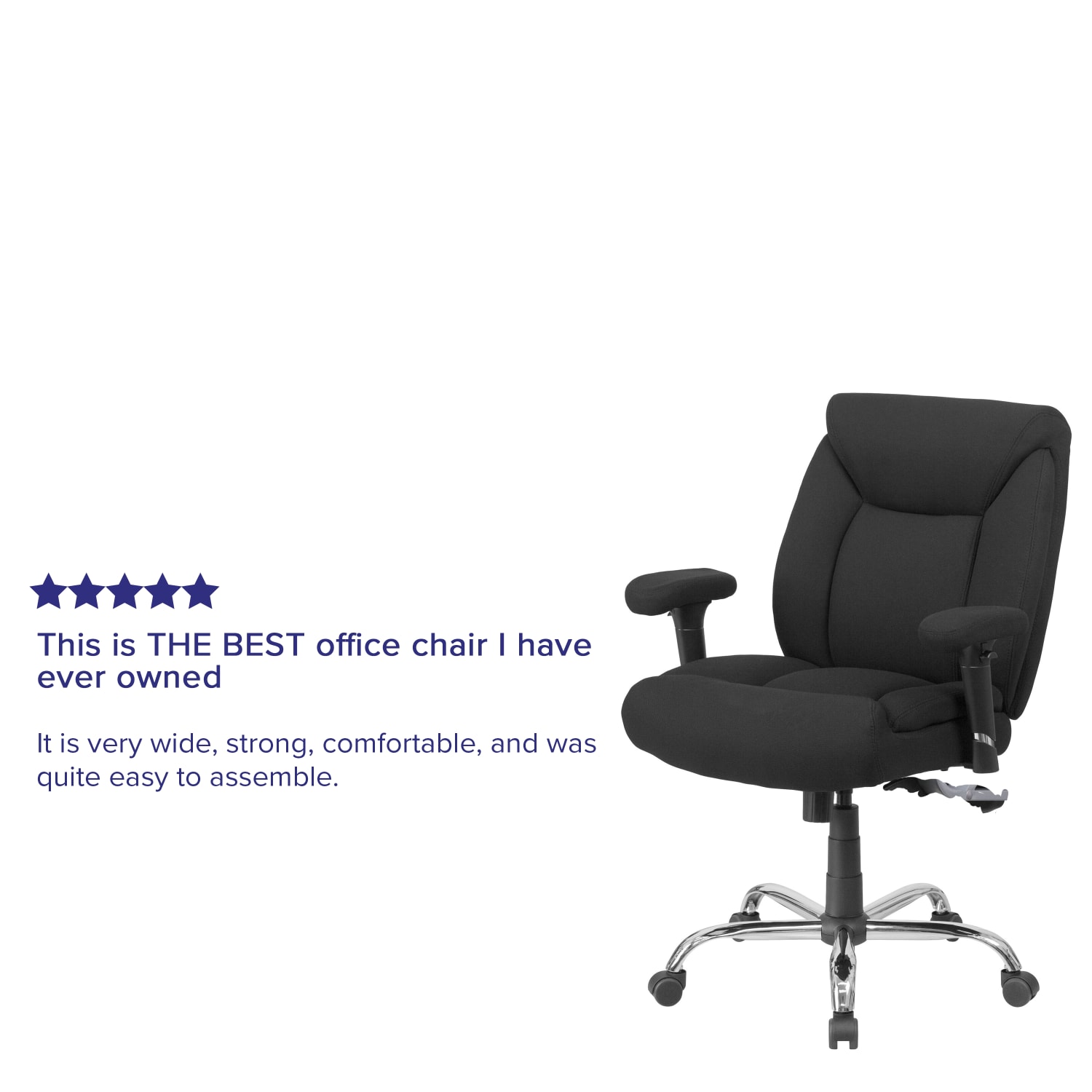 Flash Furniture HERCULES Series Big  Tall 400 lb Rated Swivel Ergonomic Task Office Chair with Deep Tufted Seating and Adjustable Arms BlackChrome PopularChairscom