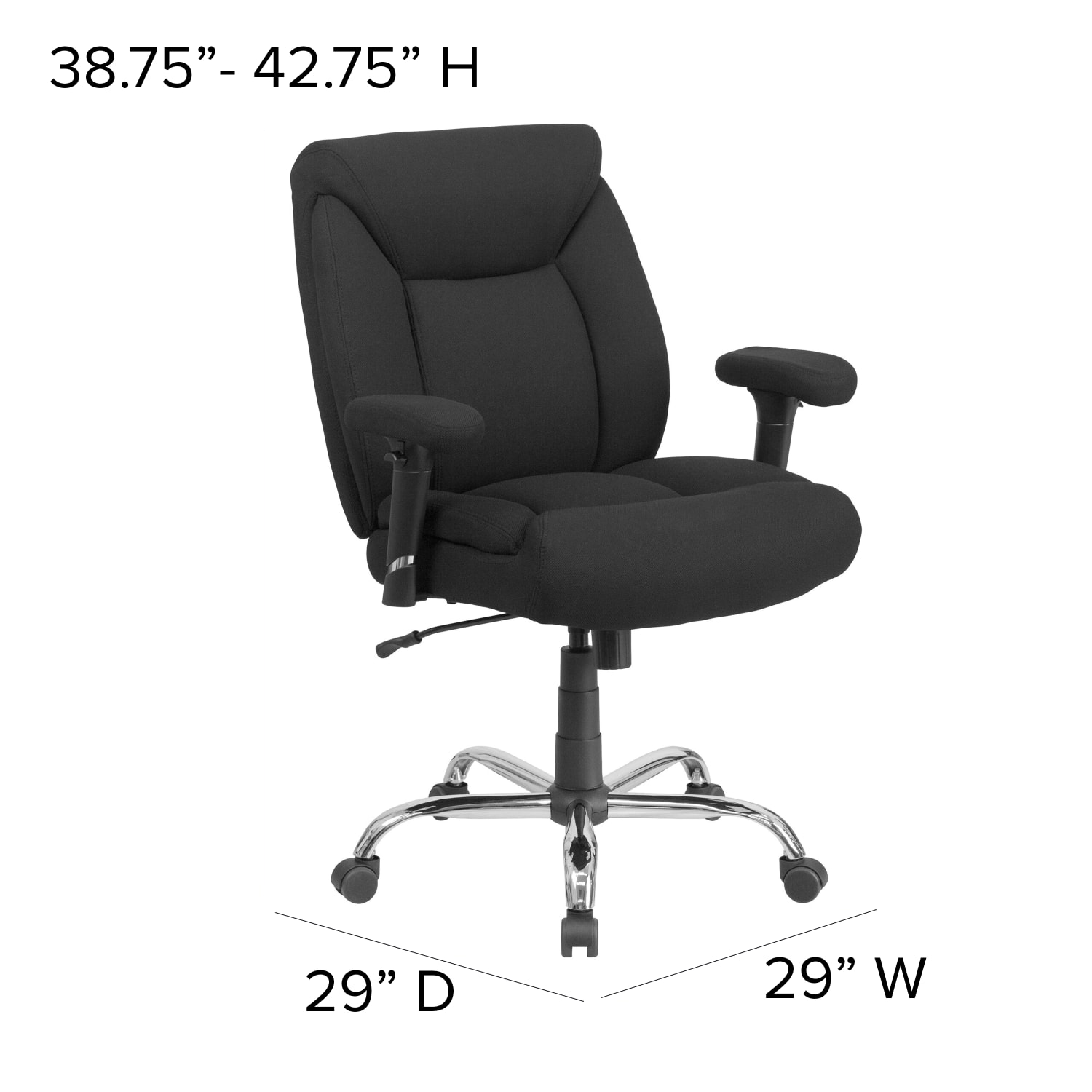 Flash Furniture HERCULES Series Big  Tall 400 lb Rated Swivel Ergonomic Task Office Chair with Deep Tufted Seating and Adjustable Arms BlackChrome PopularChairscom