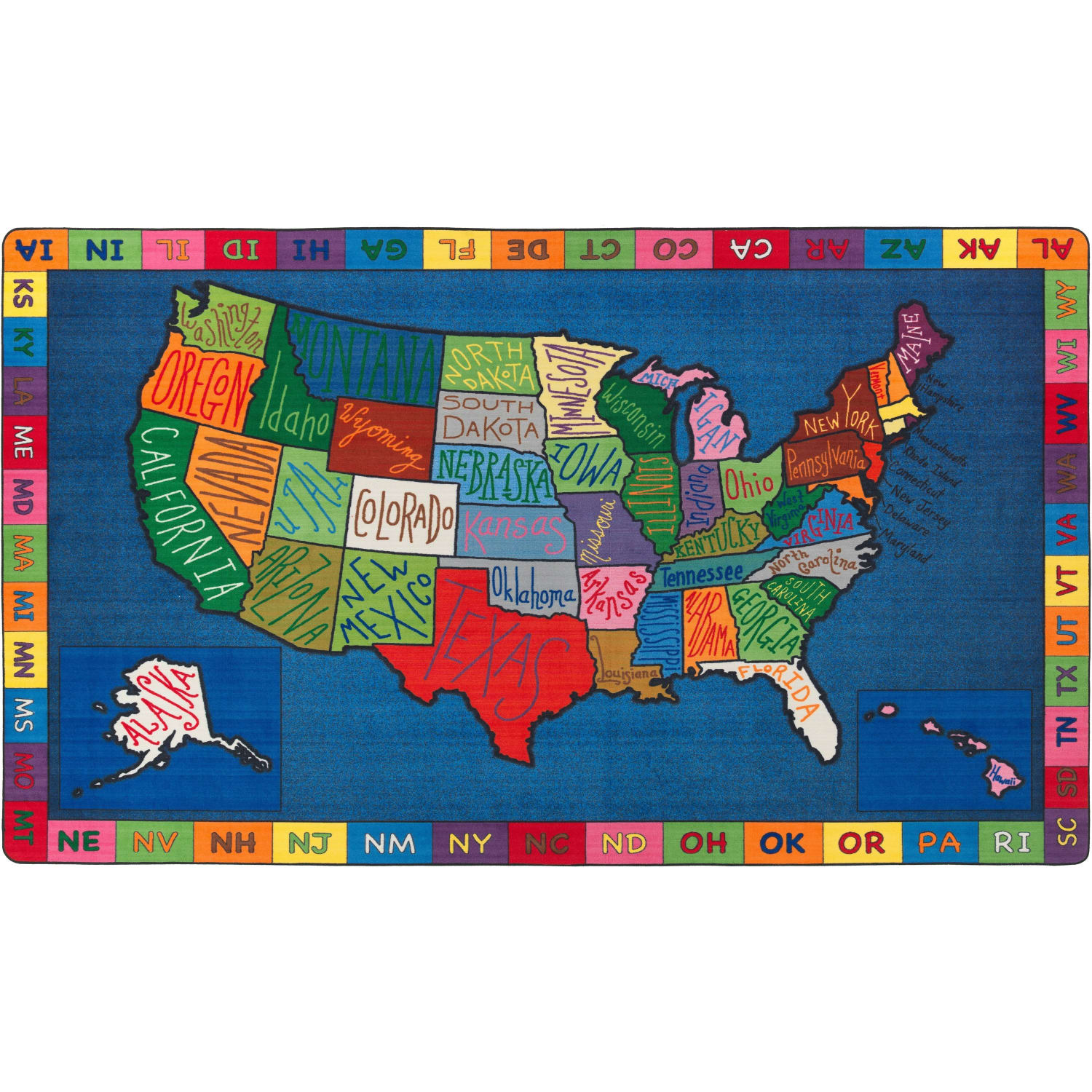 Flagship Carpets My America Doodle Map Rug, 6ftH x 8ft4inW