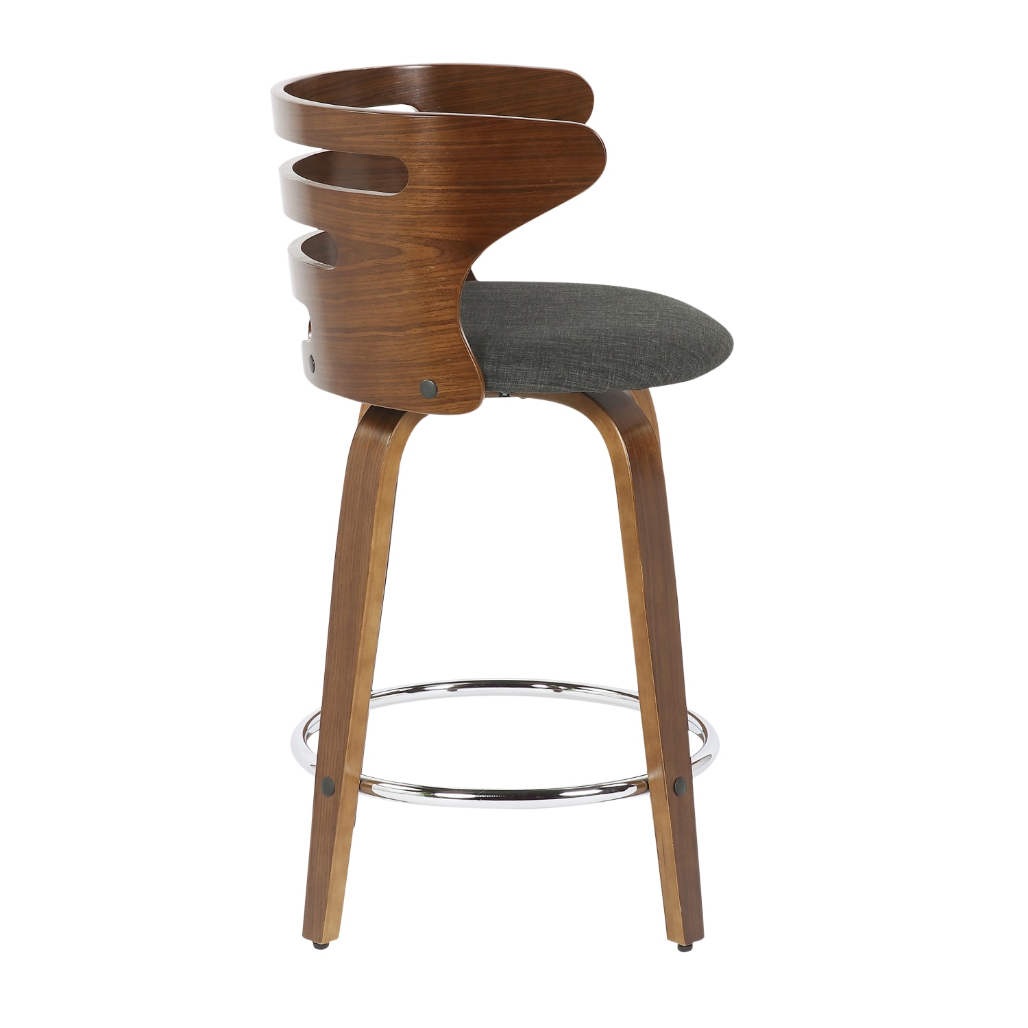 LumiSource Cosini Counter Stools, Charcoal Seat/Walnut Frame, Set Of 2 Stools - Image 3