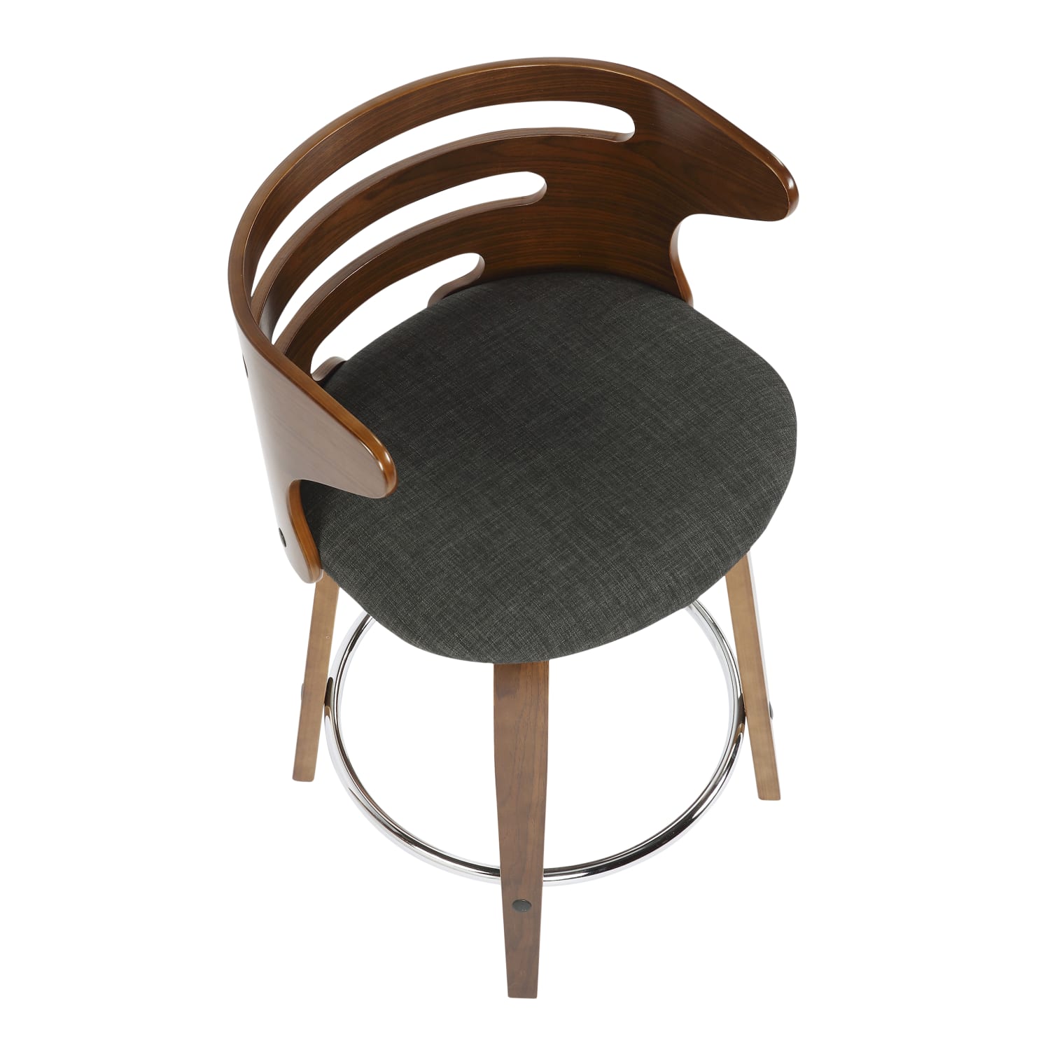 LumiSource Cosini Counter Stools, Charcoal Seat/Walnut Frame, Set Of 2 Stools - Image 6