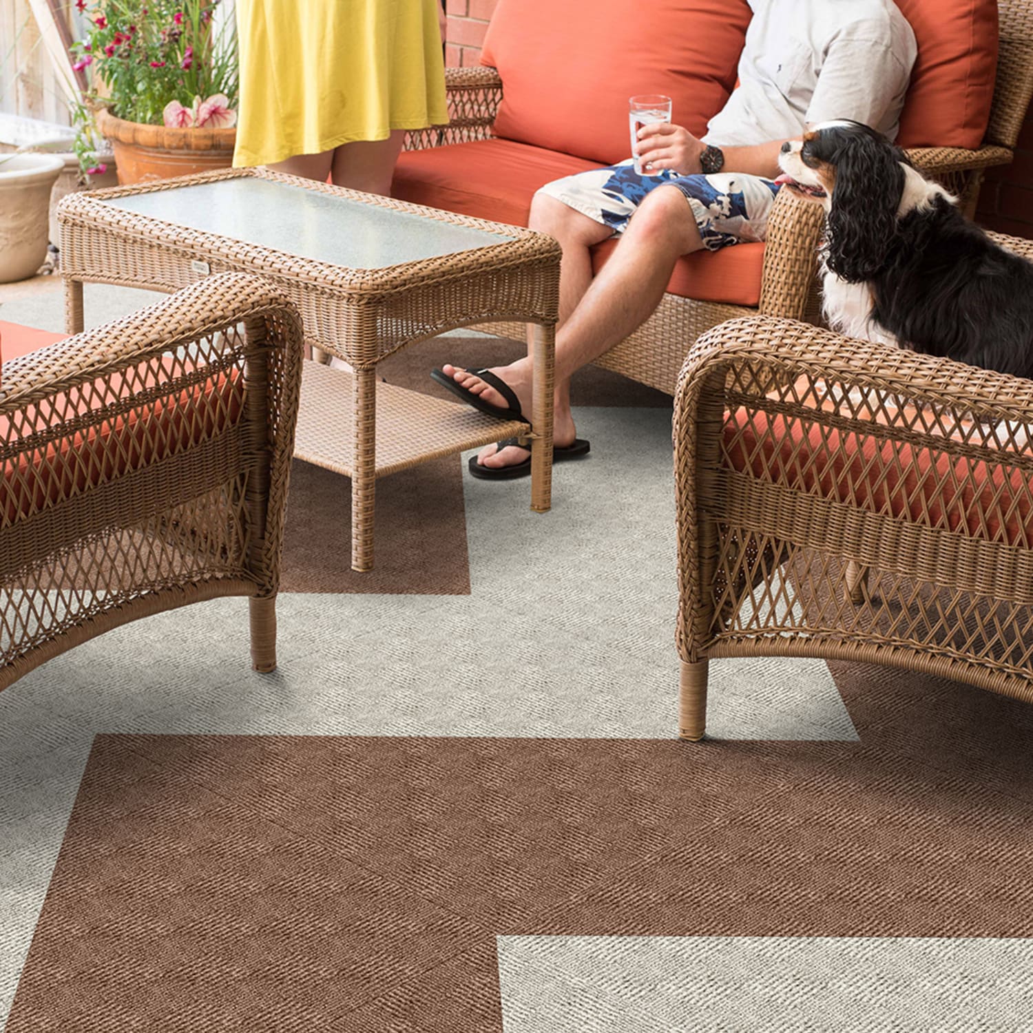 Foss Floors Crochet Peel & Stick Carpet Tiles, 24in x 24in, Denim, Set Of 15 Tiles - Image 3