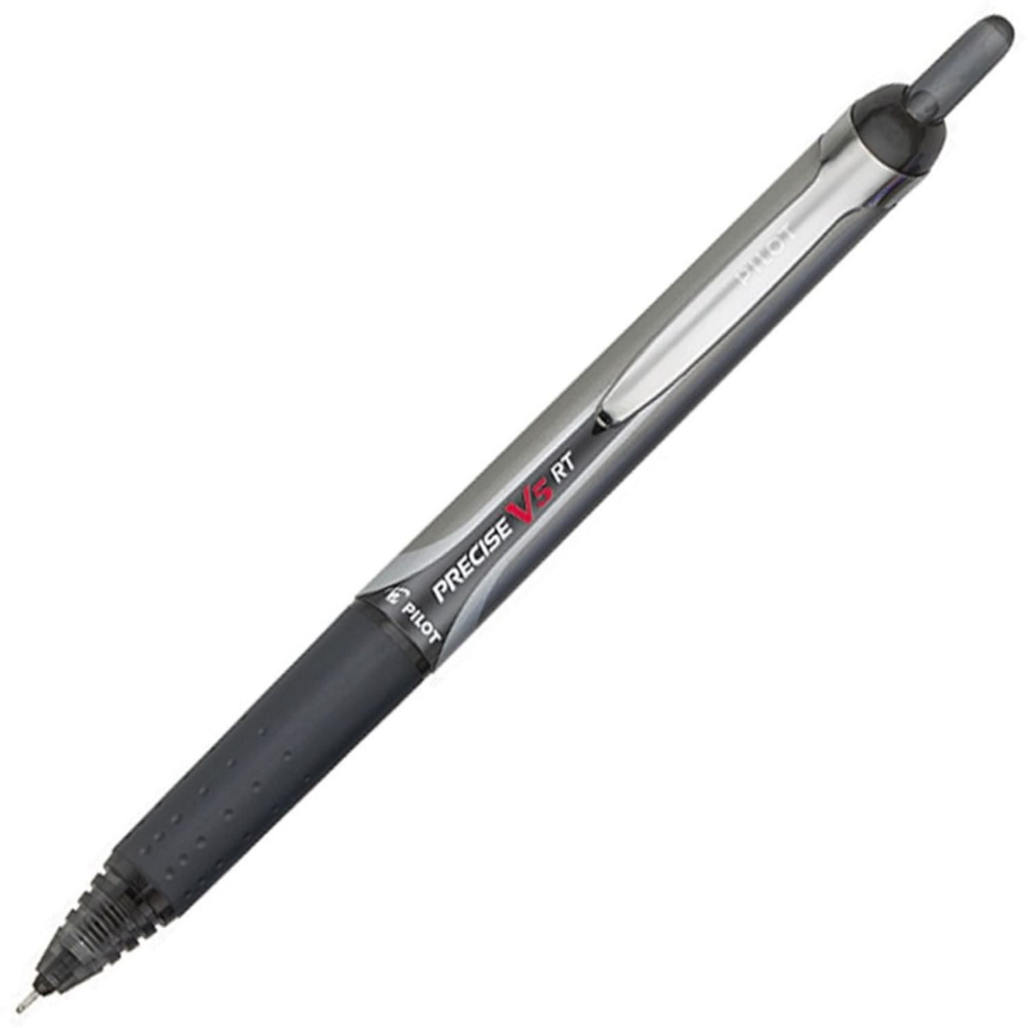 Pilot Precise V5 Liquid Ink Retractable Rollerball Pens, Extra Fine Point, 0.5 mm, Black Barrels, Black Ink, Pack Of 12 - Image 4