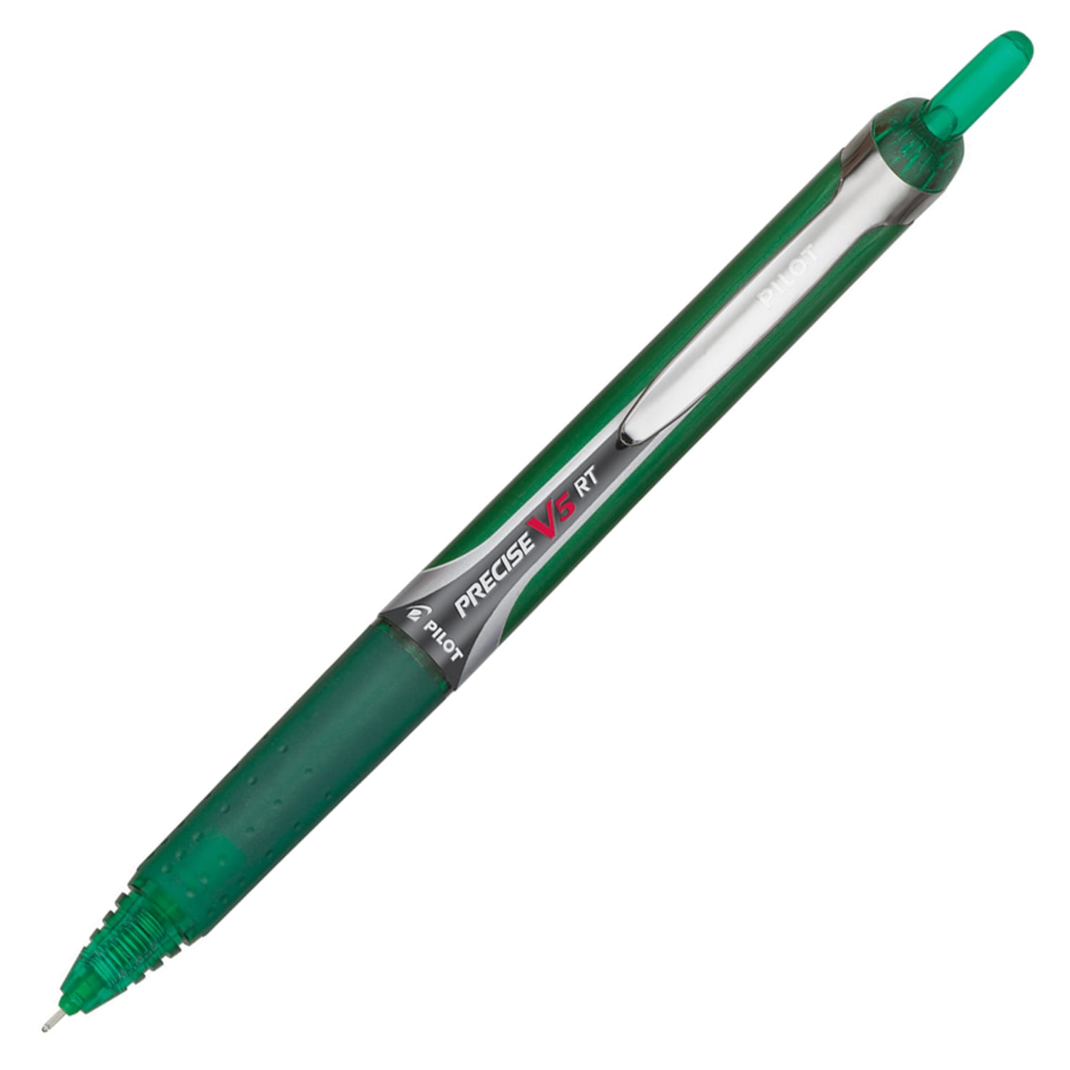 Pilot Precise V5 Liquid Ink Retractable Rollerball Pens, Extra Fine Point, 0.5 mm, Assorted Barrels, Green Ink, Pack Of 12 - Image 3
