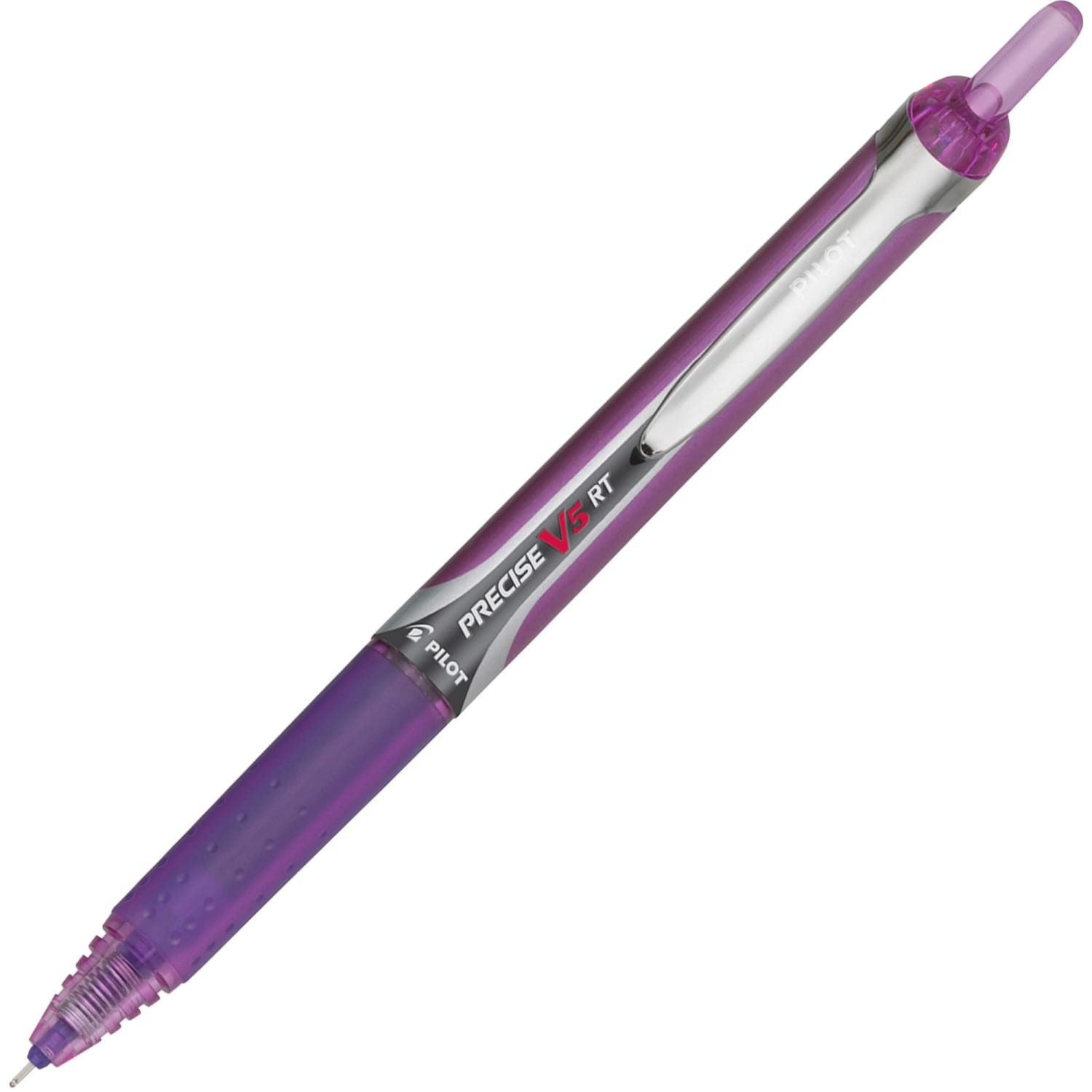 Pilot Precise V5 Liquid Ink Retractable Rollerball Pens, Extra Fine Point, 0.5 mm, Assorted Barrels, Purple Ink, Pack Of 12 - Image 4